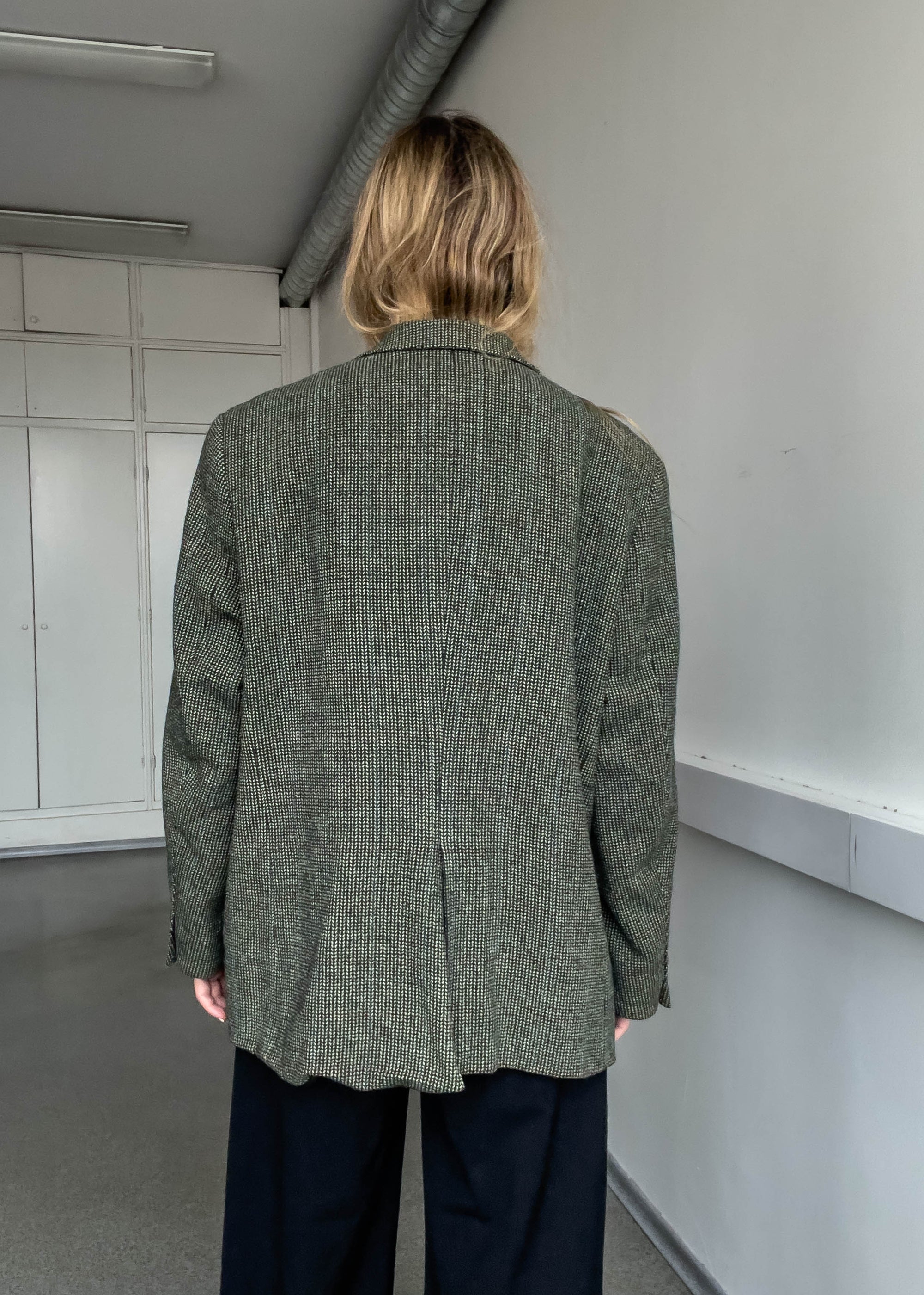 Vintage Green Checked Oversized Blazer