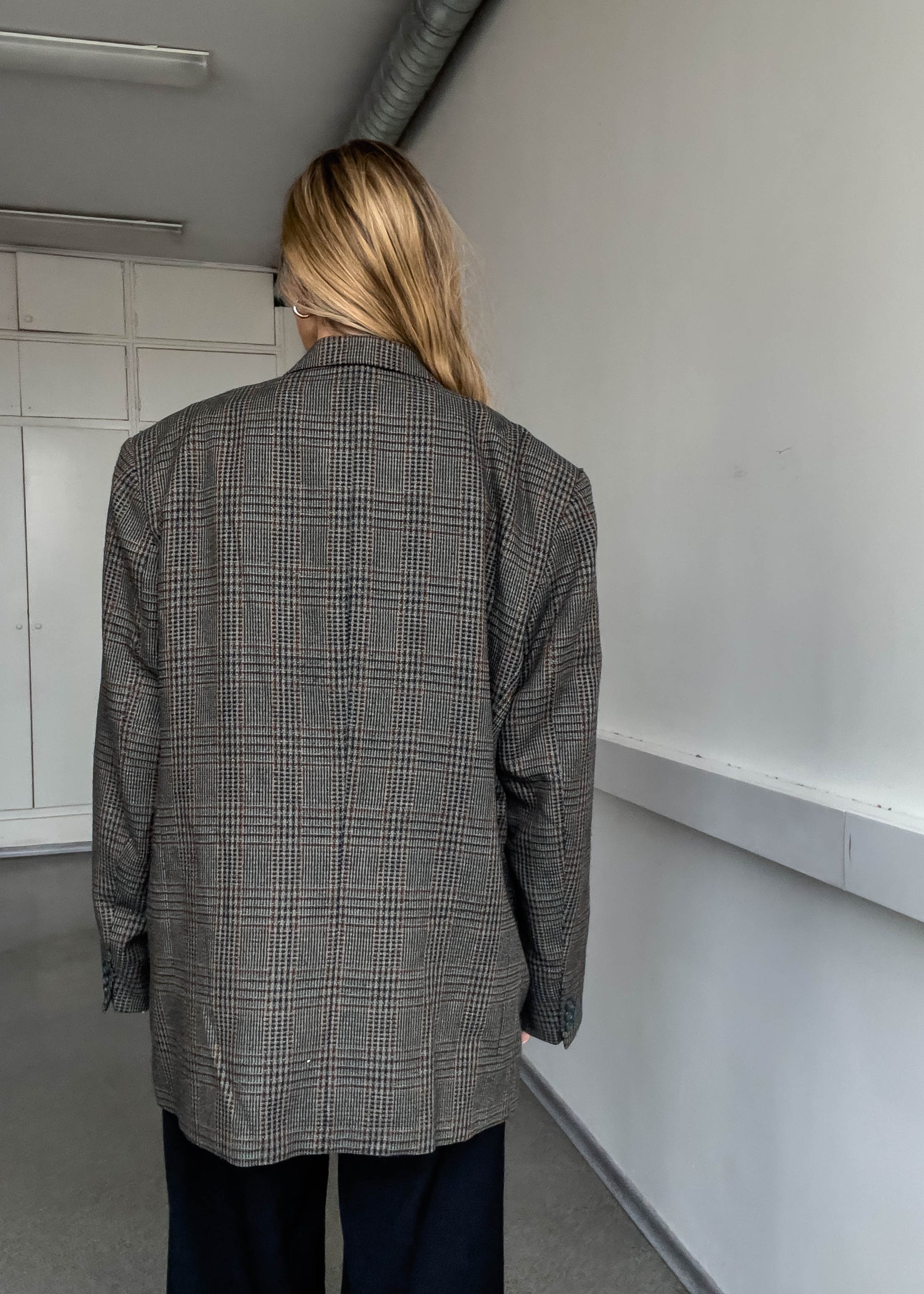 Vintage Checked Oversized Blazer