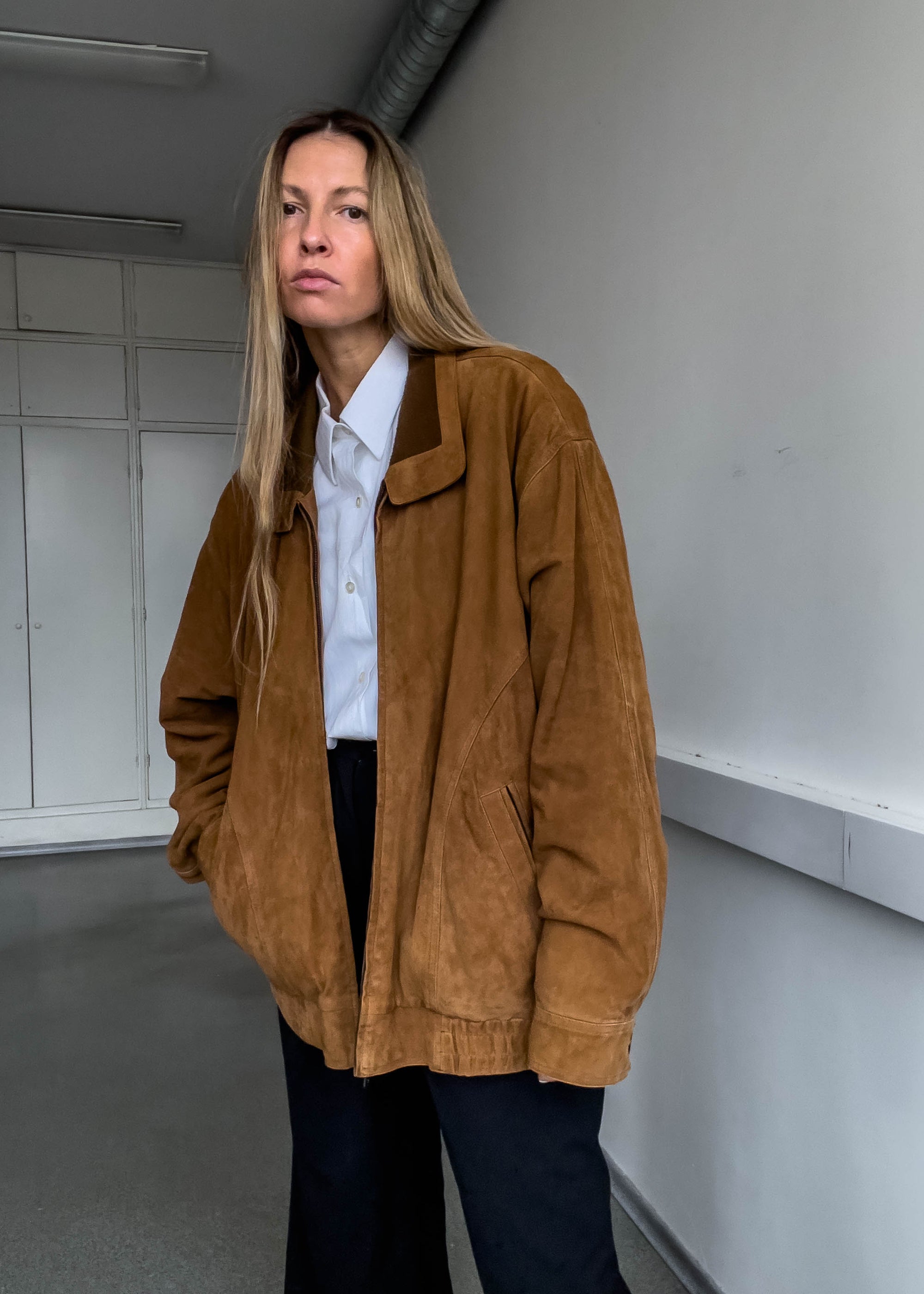 Vintage Brown Oversized Suede Jacket