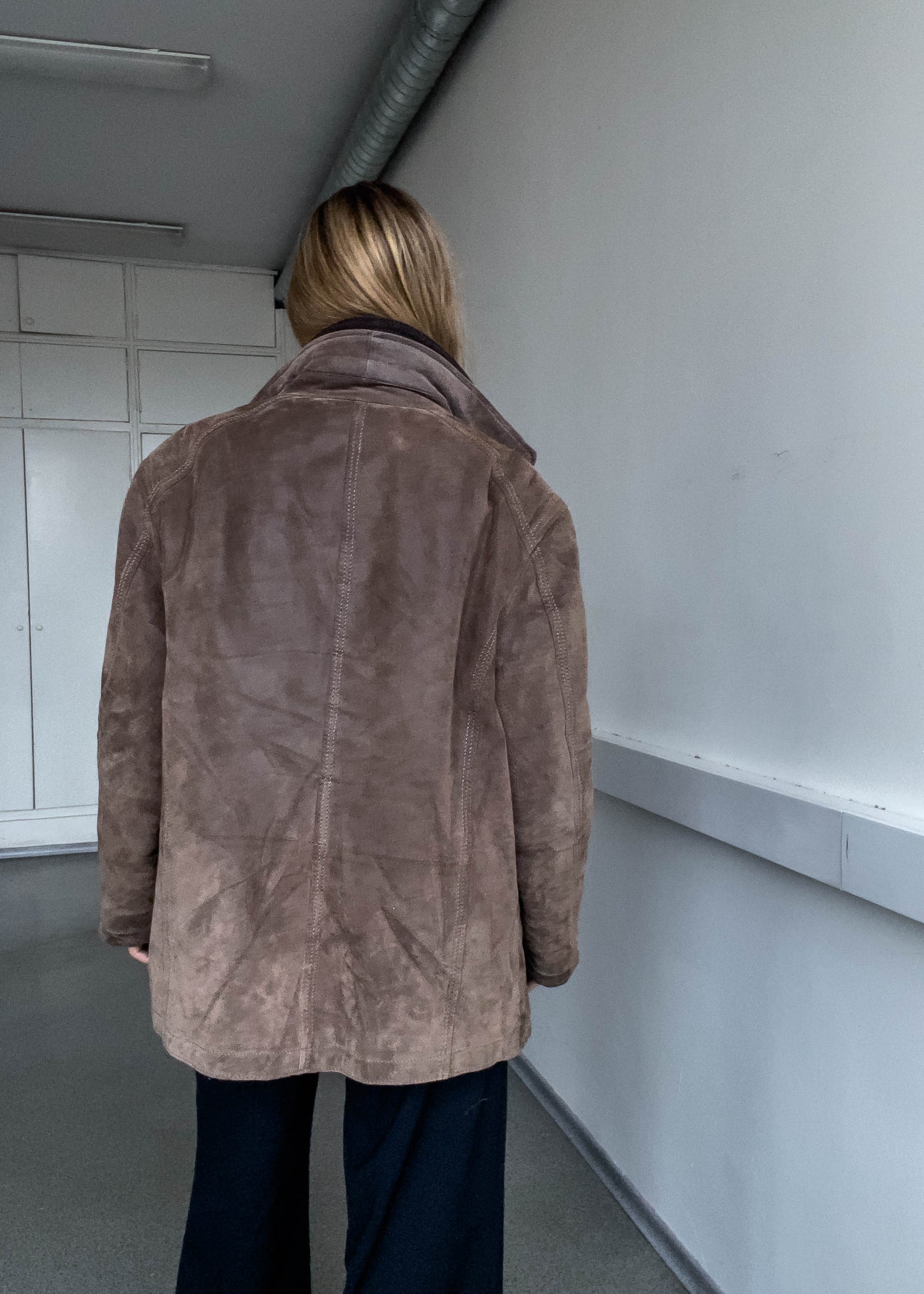 Vintage Brown Oversized Suede Coat