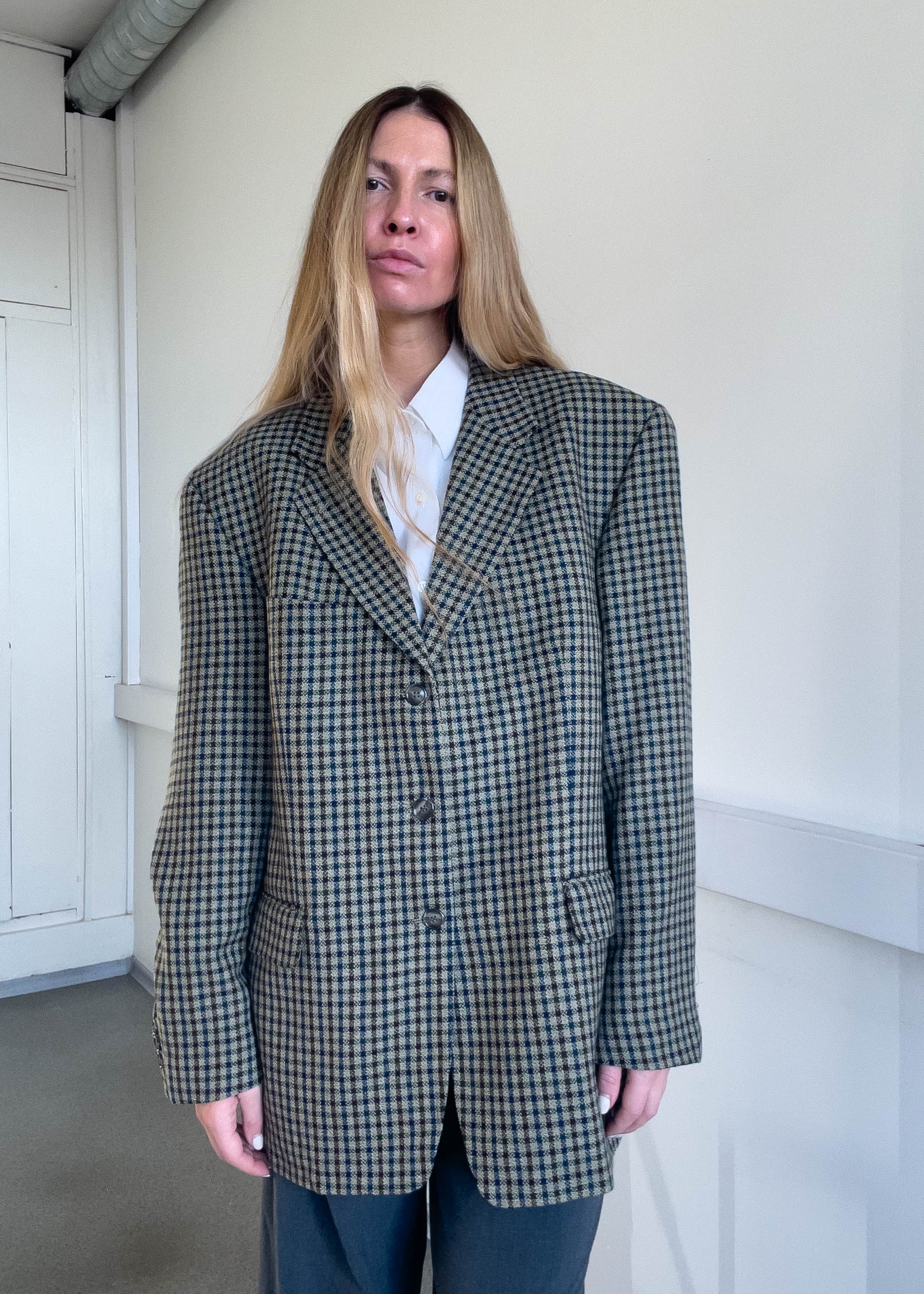 Vintage Checked Oversized WOOL & CASHMERE Blazer