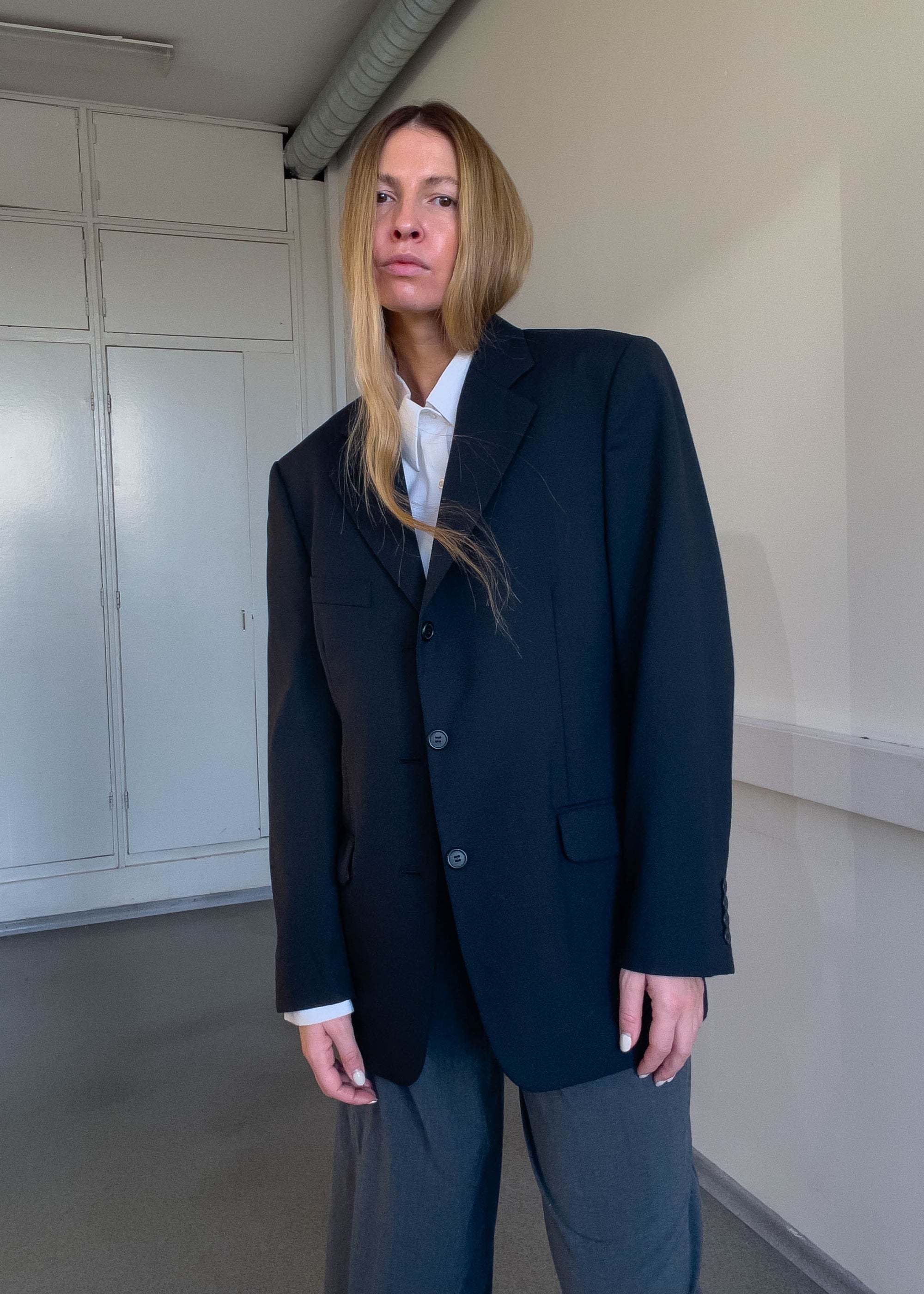 Vintage Navy Blue Oversized Blazer