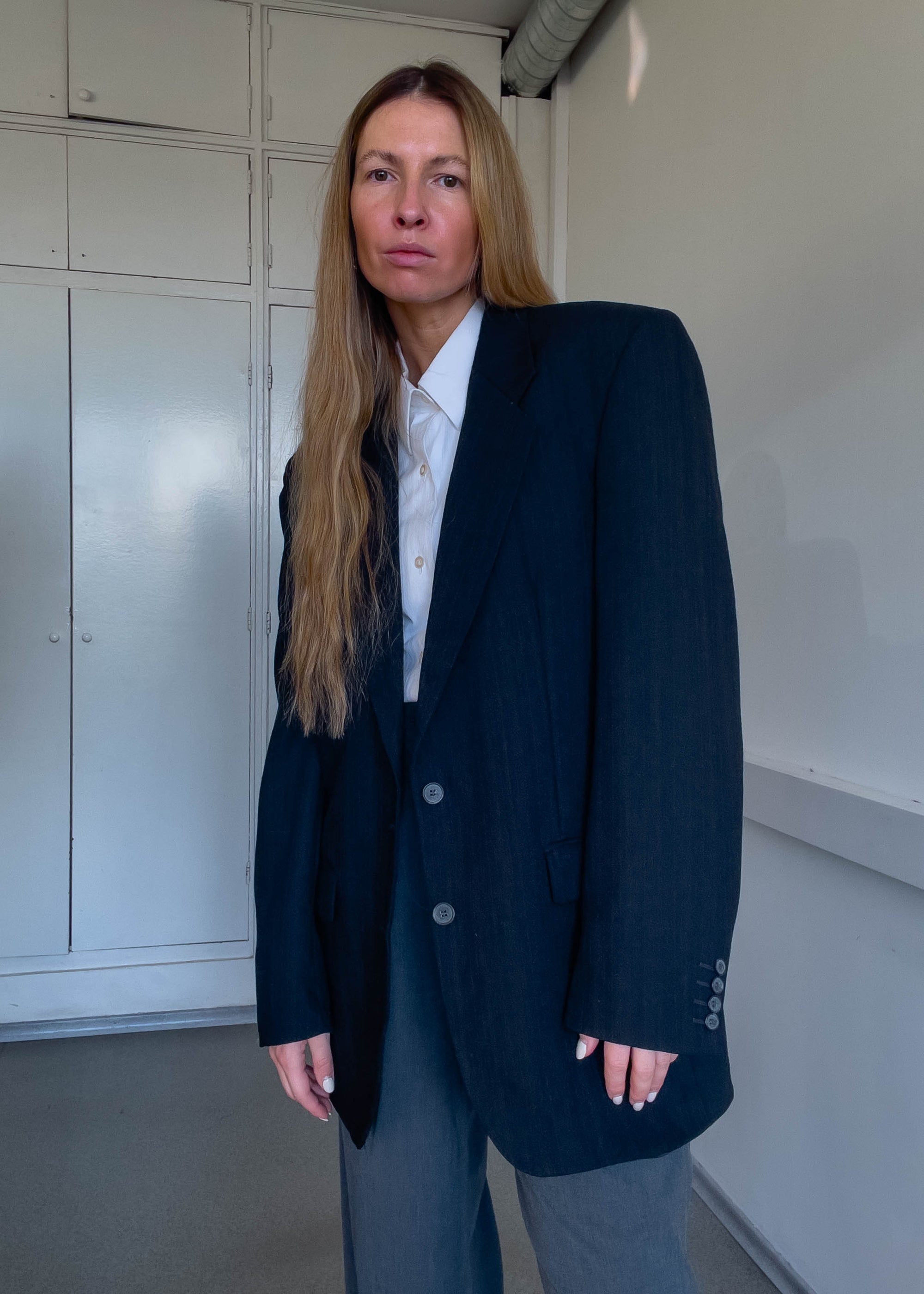 Vintage Navy Blue Oversized Blazer