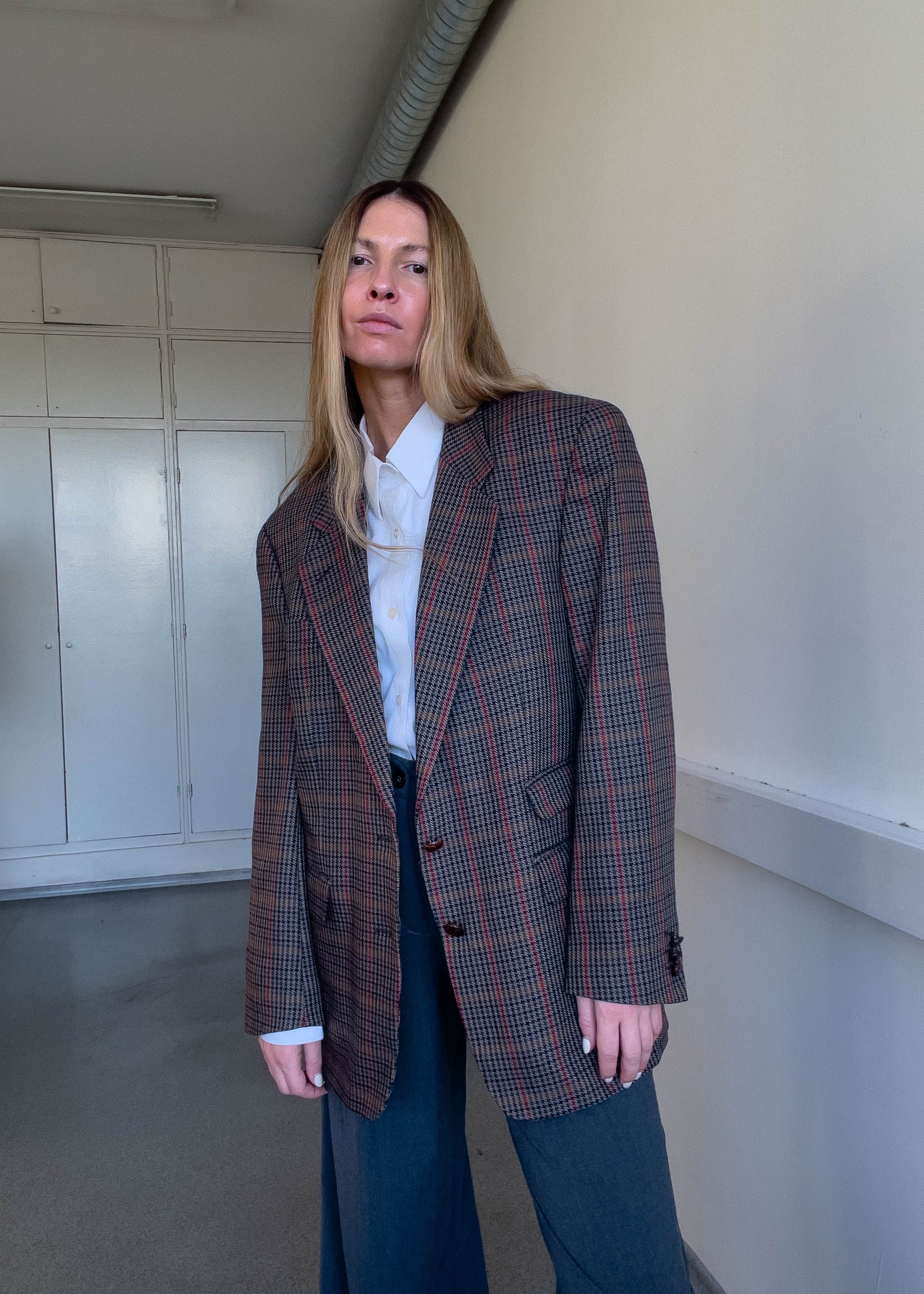 Vintage Checked Oversized Blazer