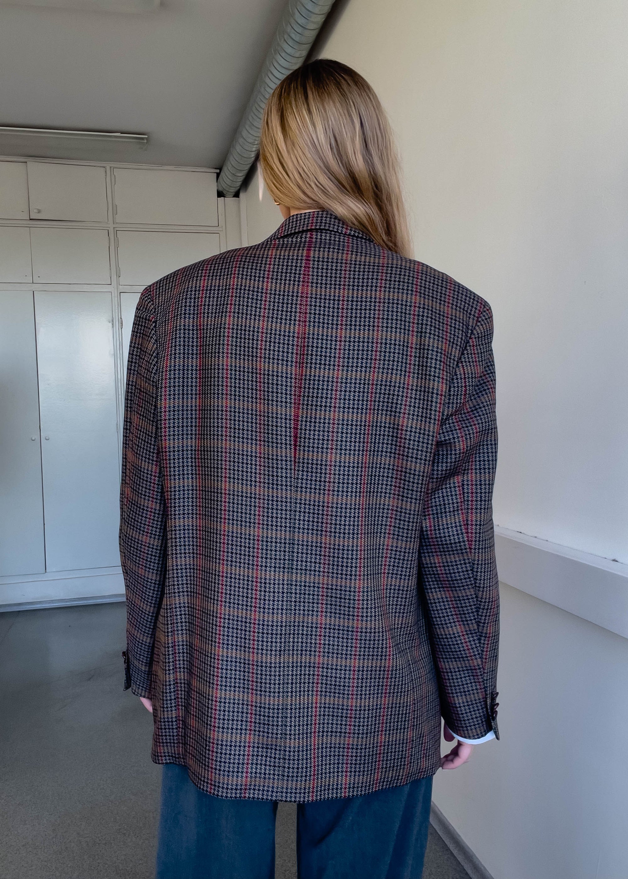 Vintage Checked Oversized Blazer