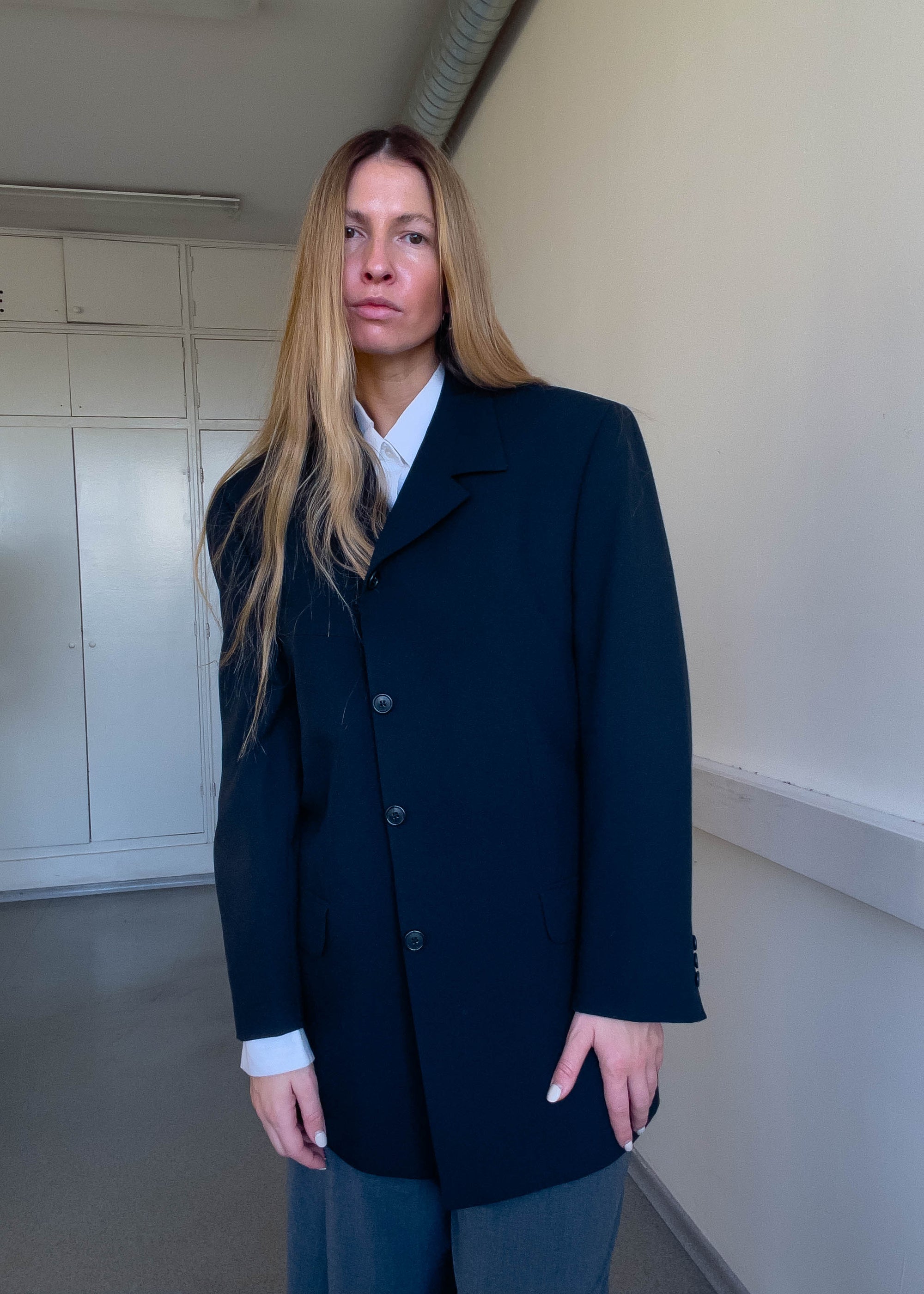 Vintage Navy Blue Oversized Blazer