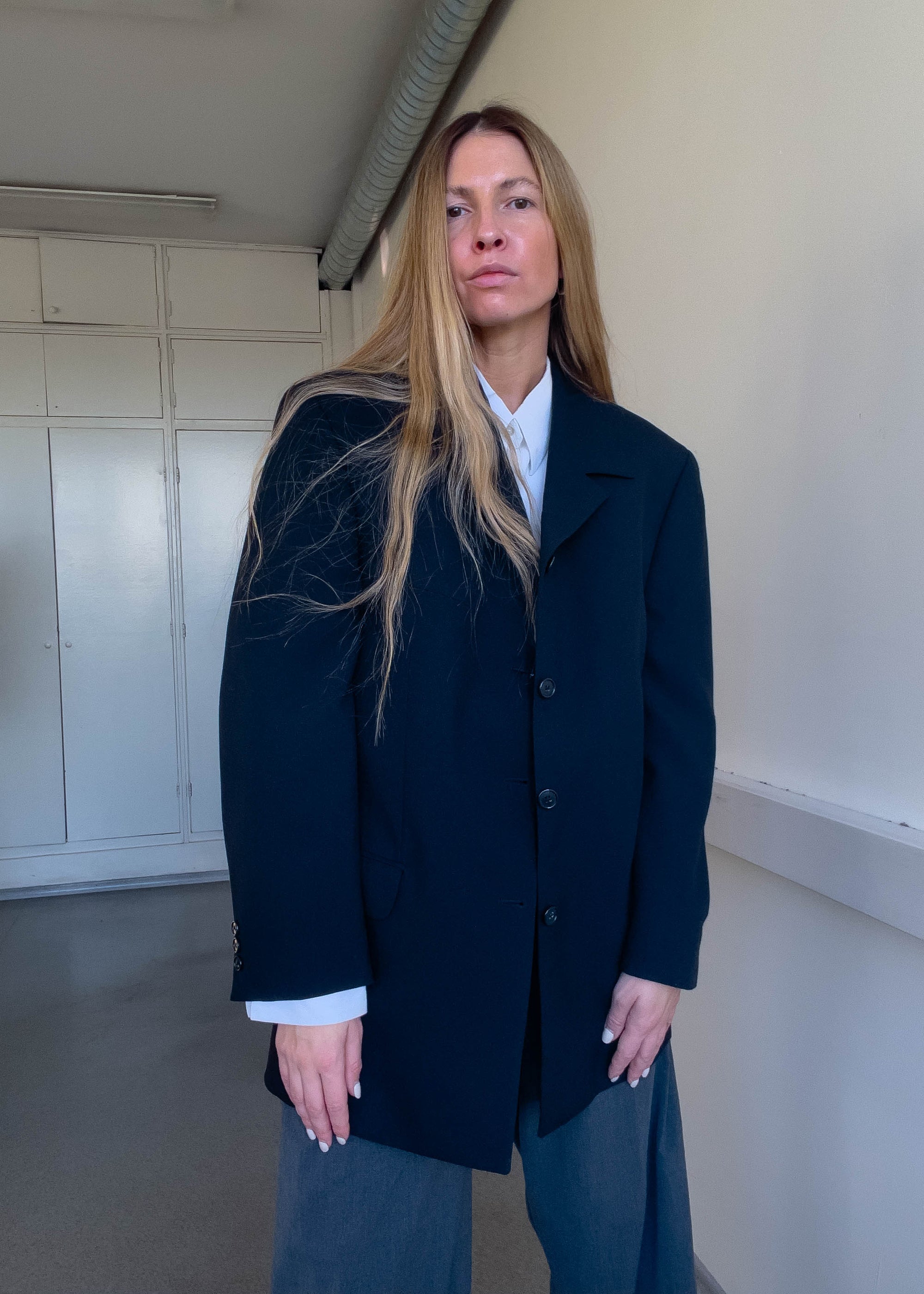 Vintage Navy Blue Oversized Blazer