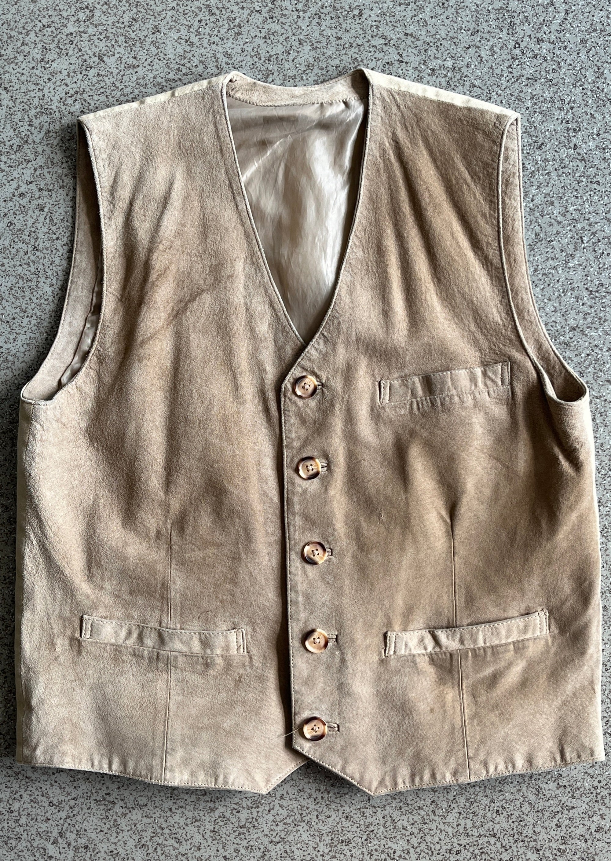 Vintage Grey Oversized Suede Vest