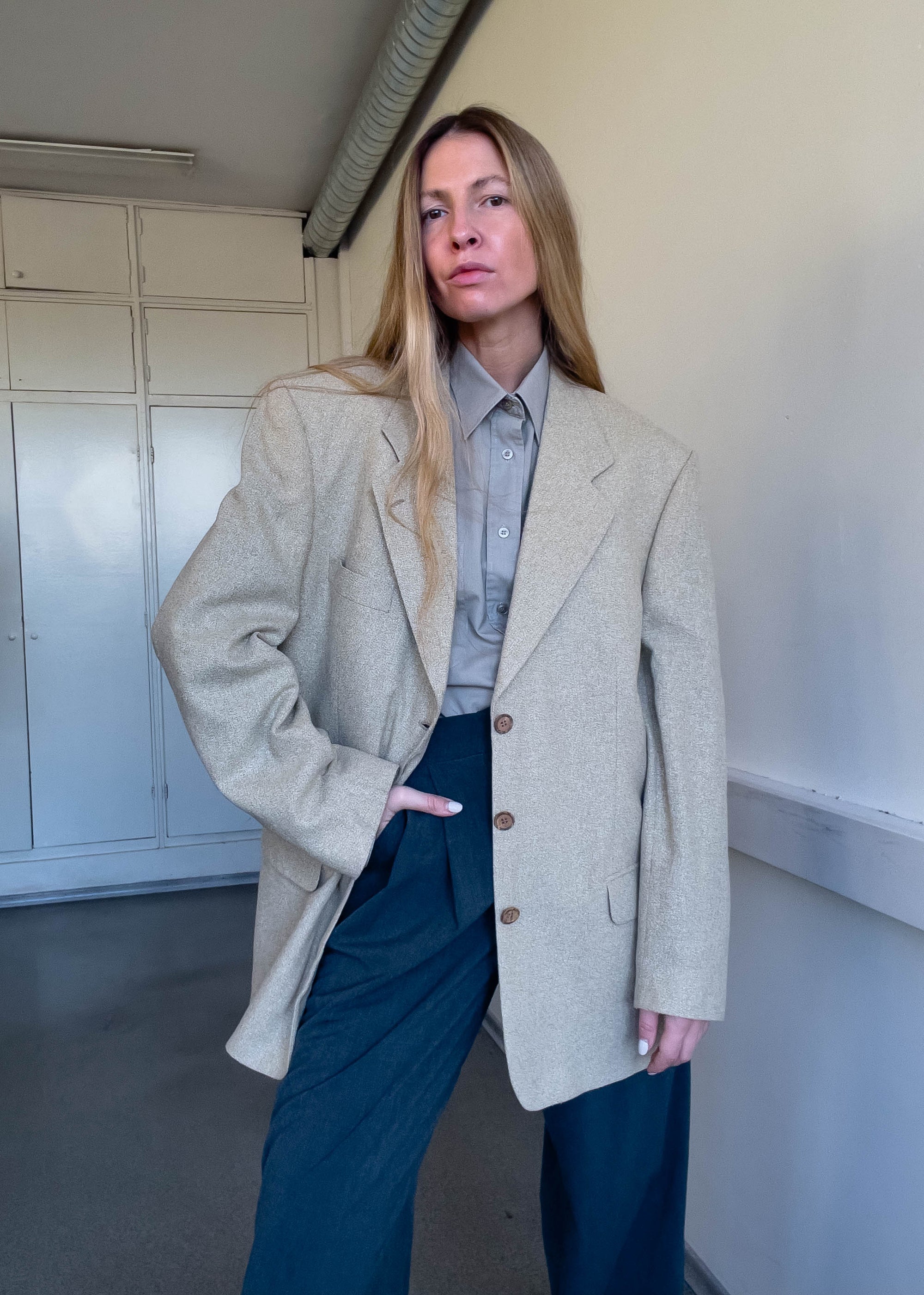 Vintage Grey Oversized Blazer