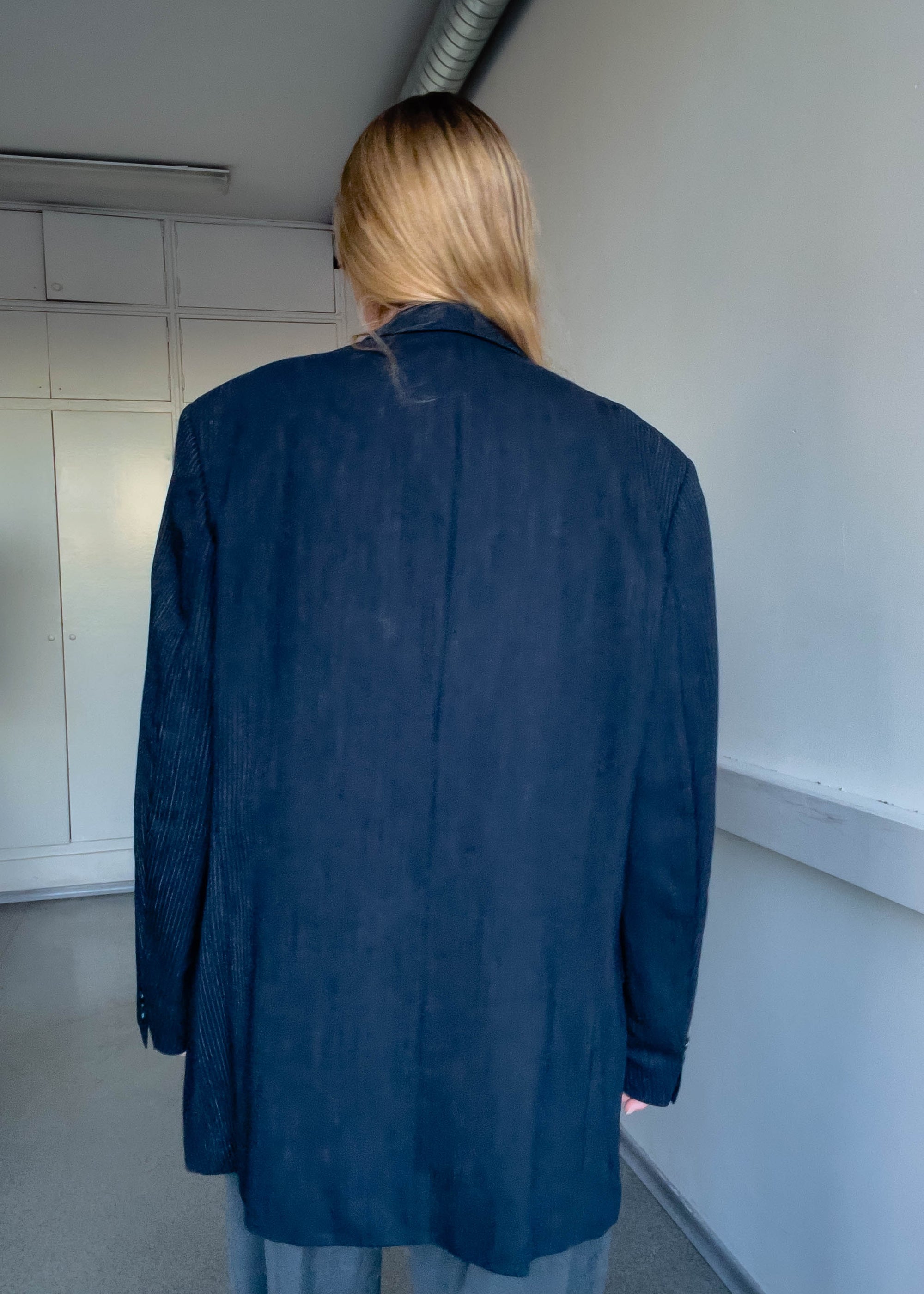 Vintage Blue Oversized Double Breasted Blazer