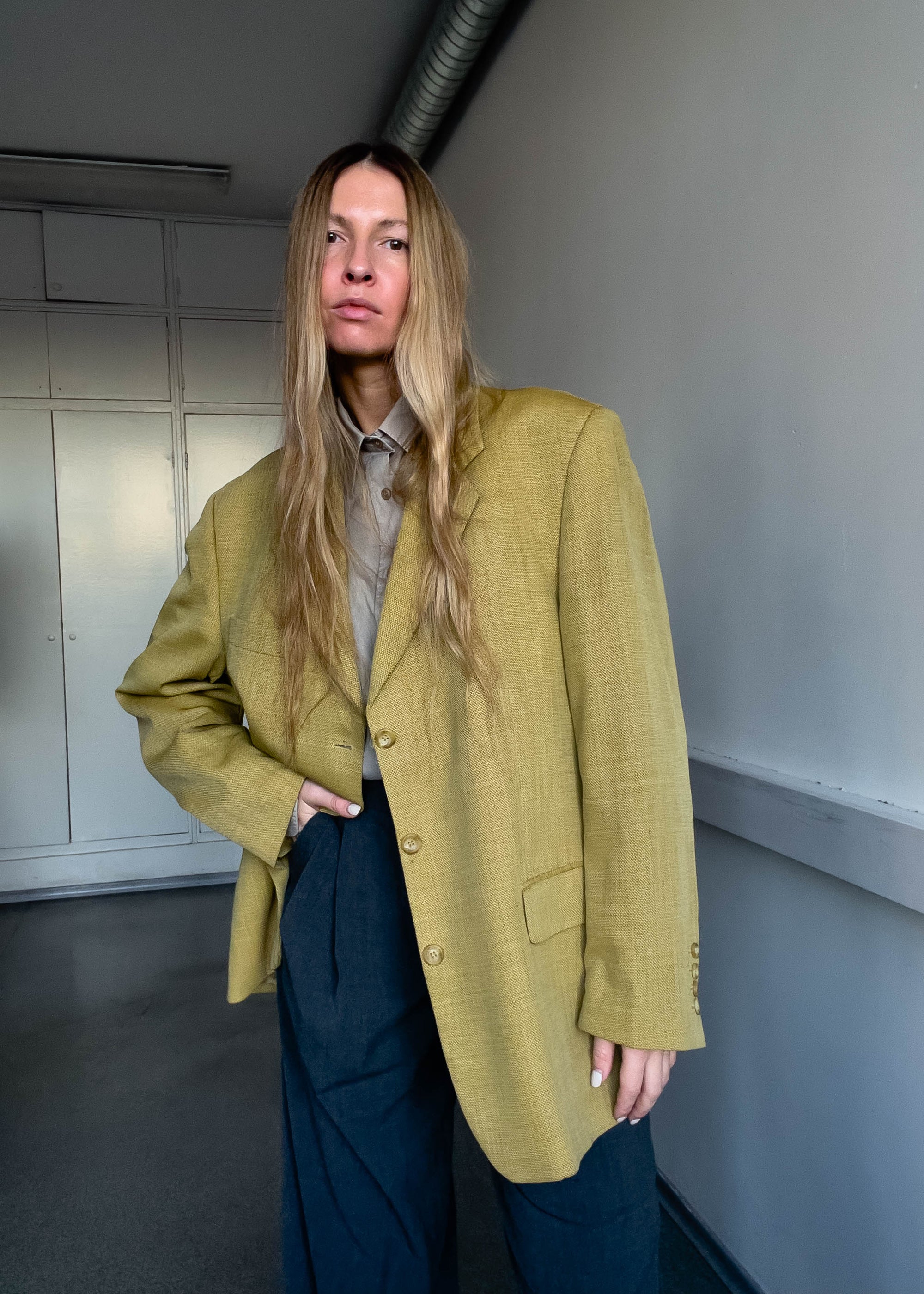 Vintage Yellow Oversized Blazer