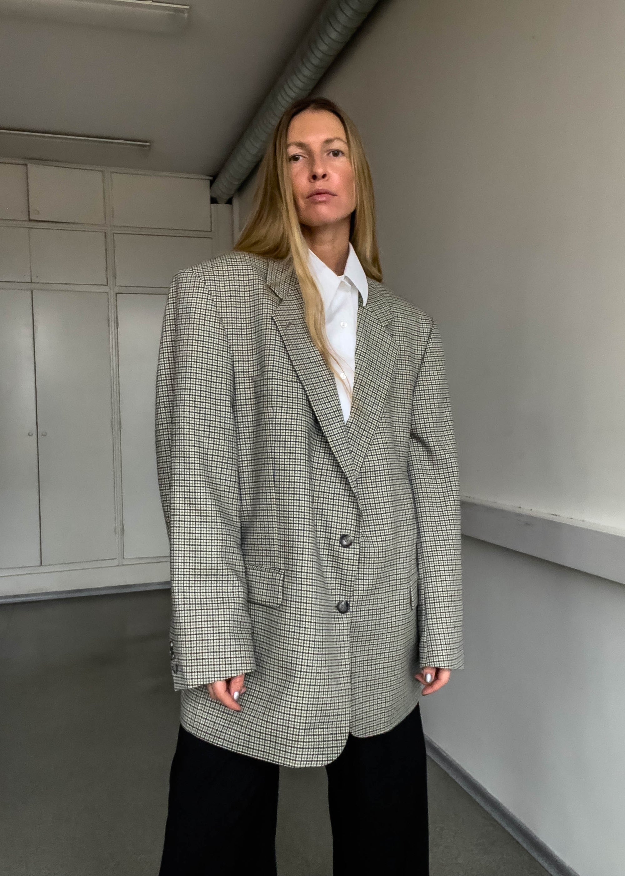 Vintage Checked Oversized Blazer