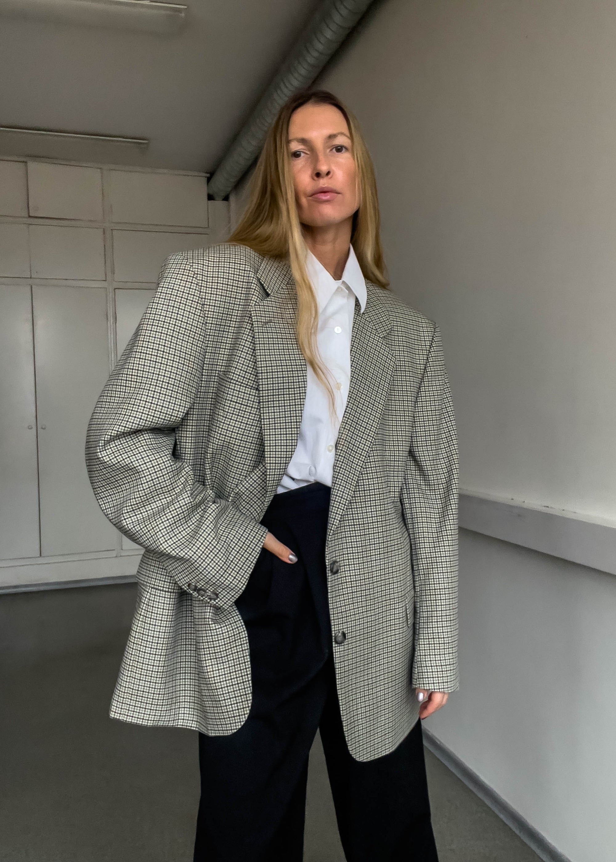 Vintage Checked Oversized Blazer