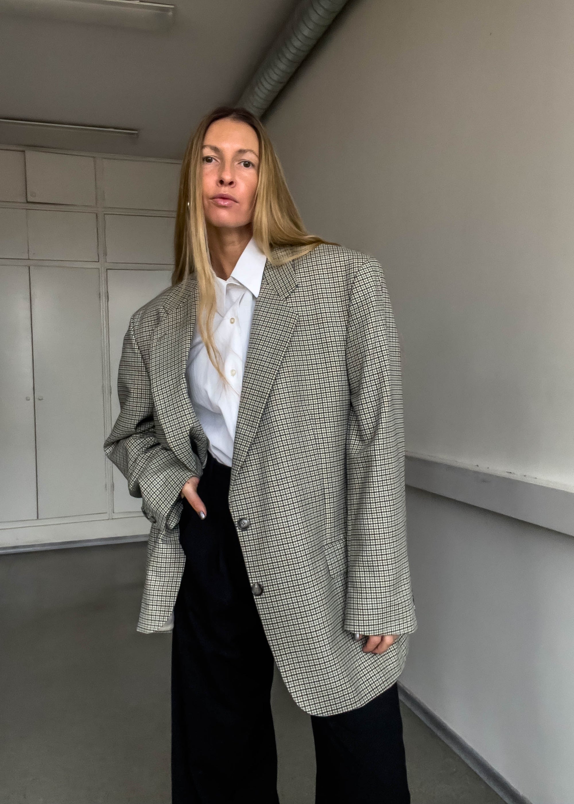 Vintage Checked Oversized Blazer