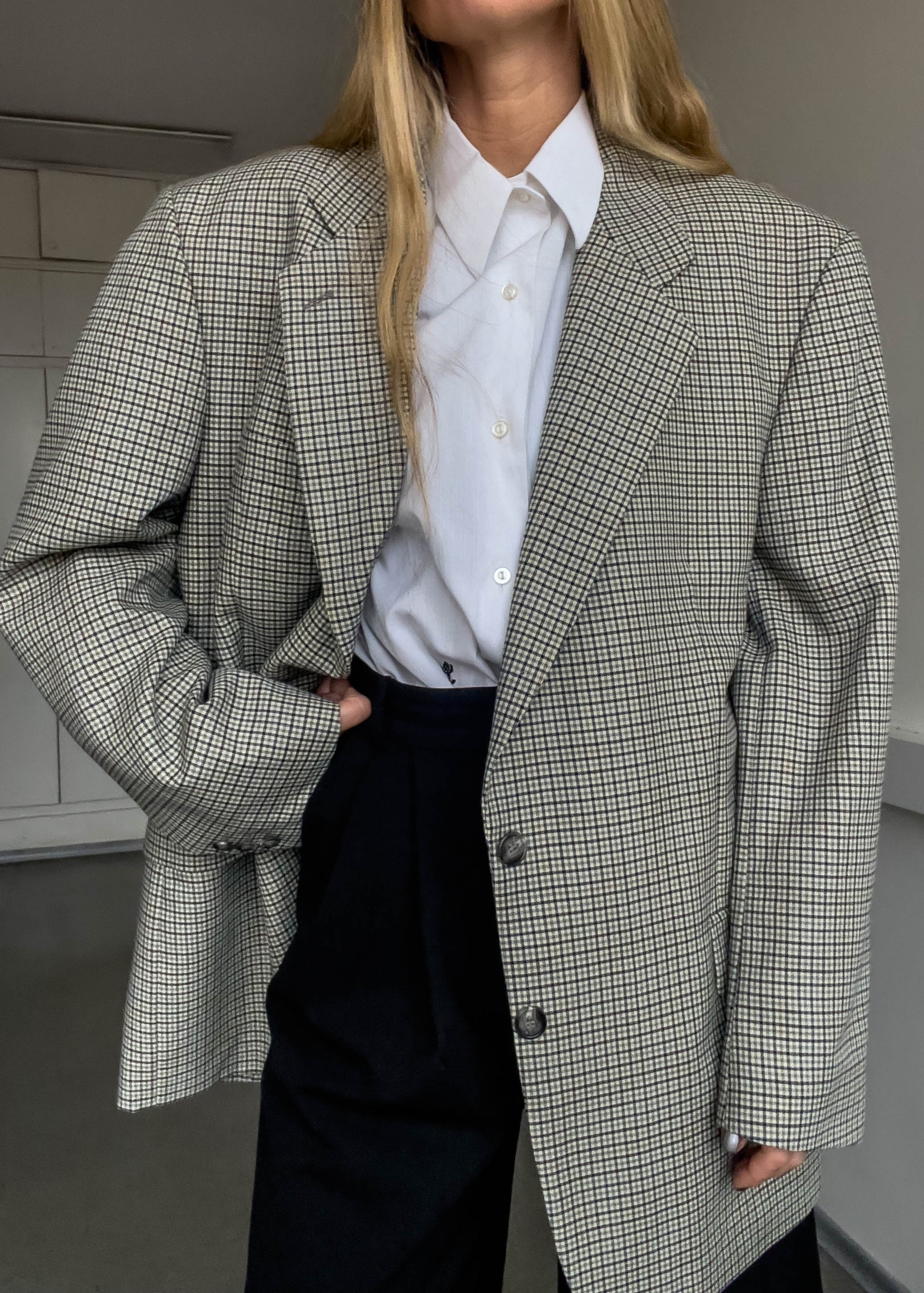 Vintage Checked Oversized Blazer