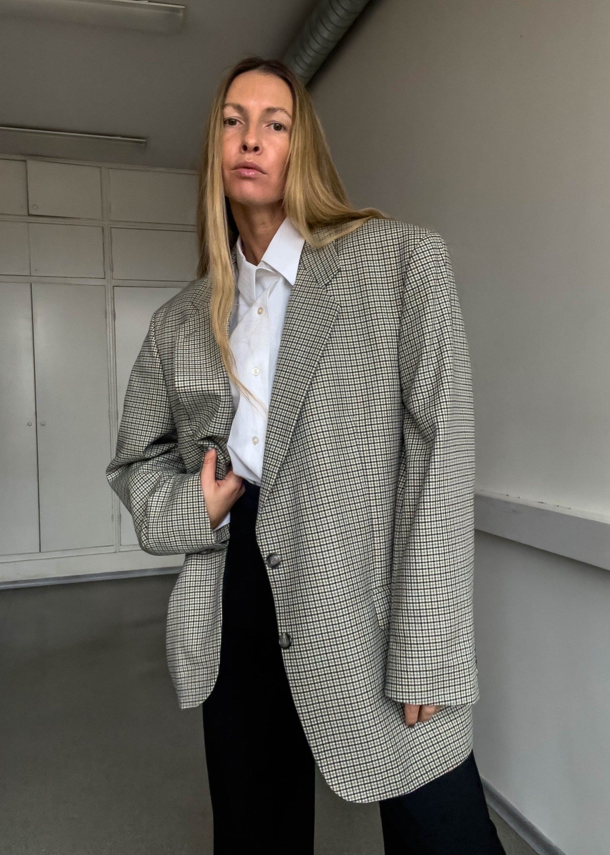 Vintage Checked Oversized Blazer