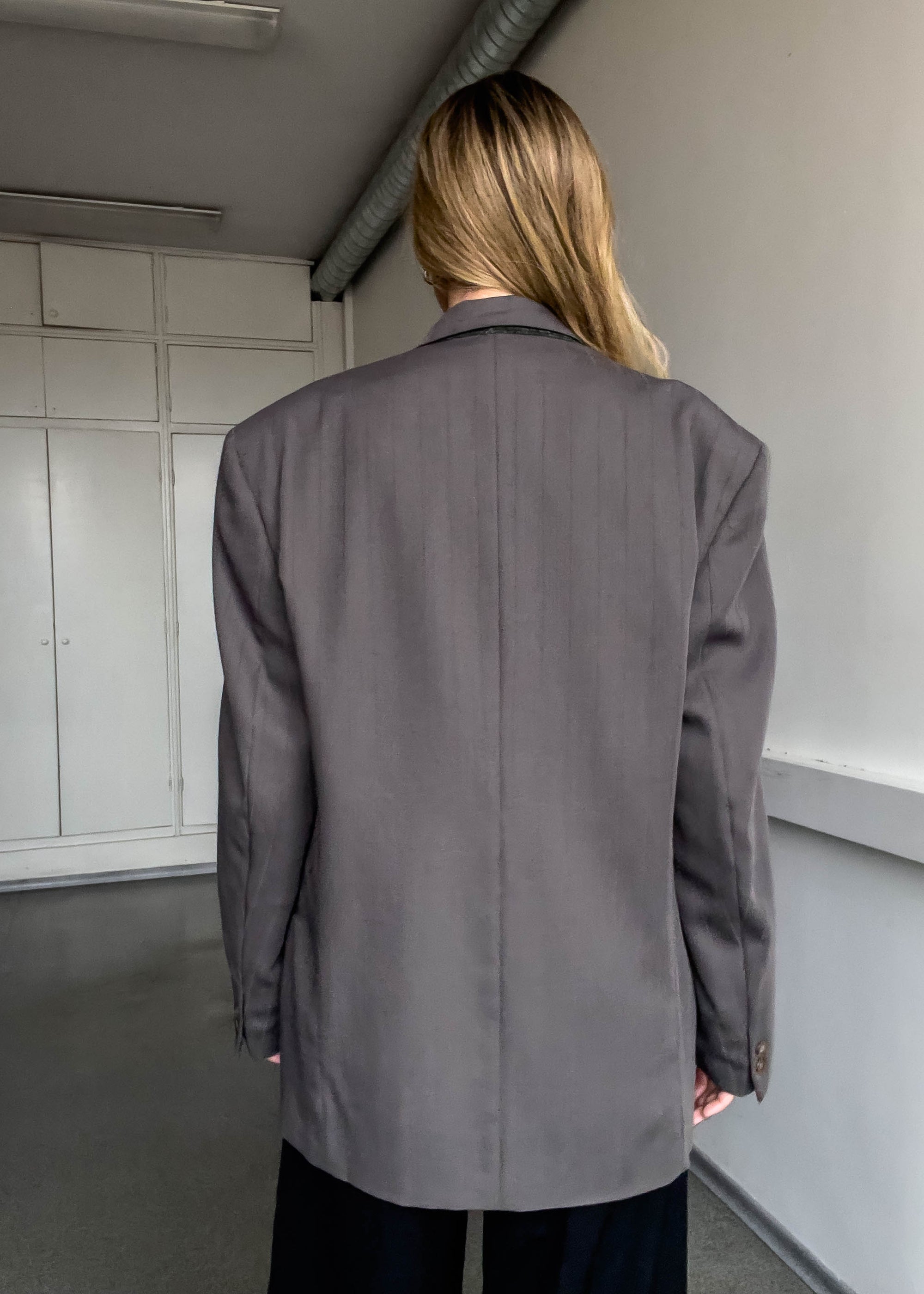 Vintage Grey Oversized Double Breasted Blazer