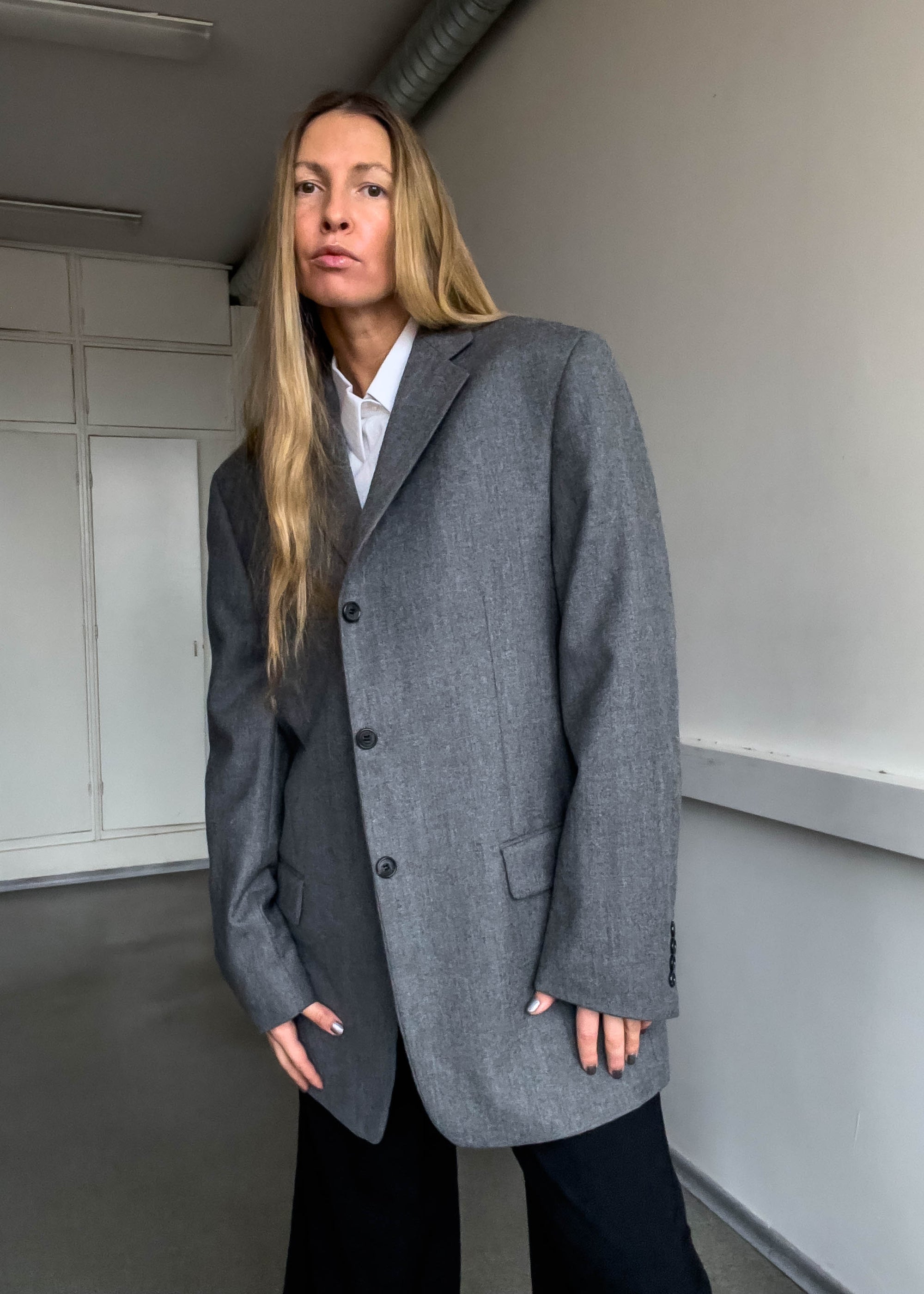 Vintage Grey Oversized Blazer