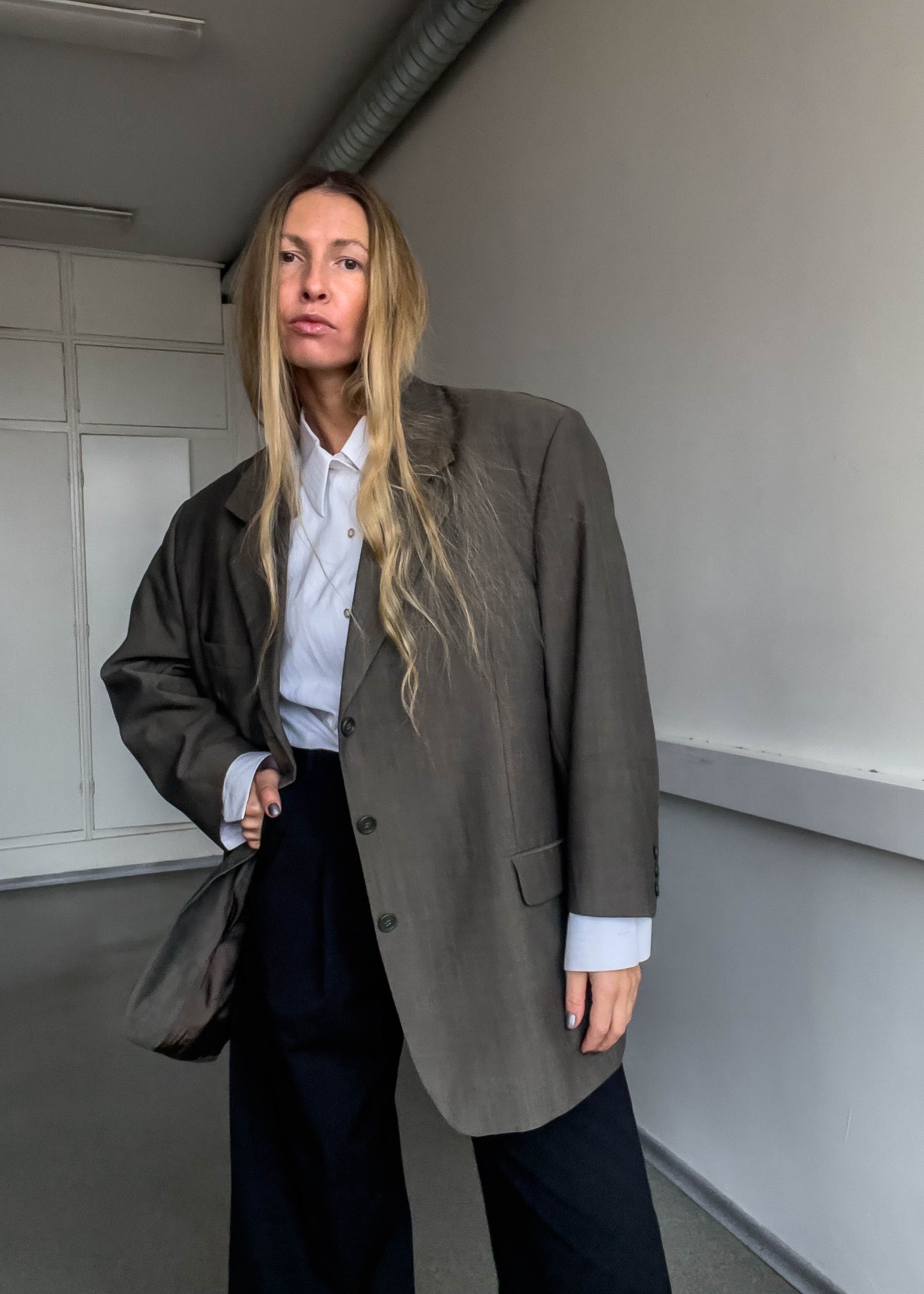 Vintage Oversized Blazer in Grey / Khaki