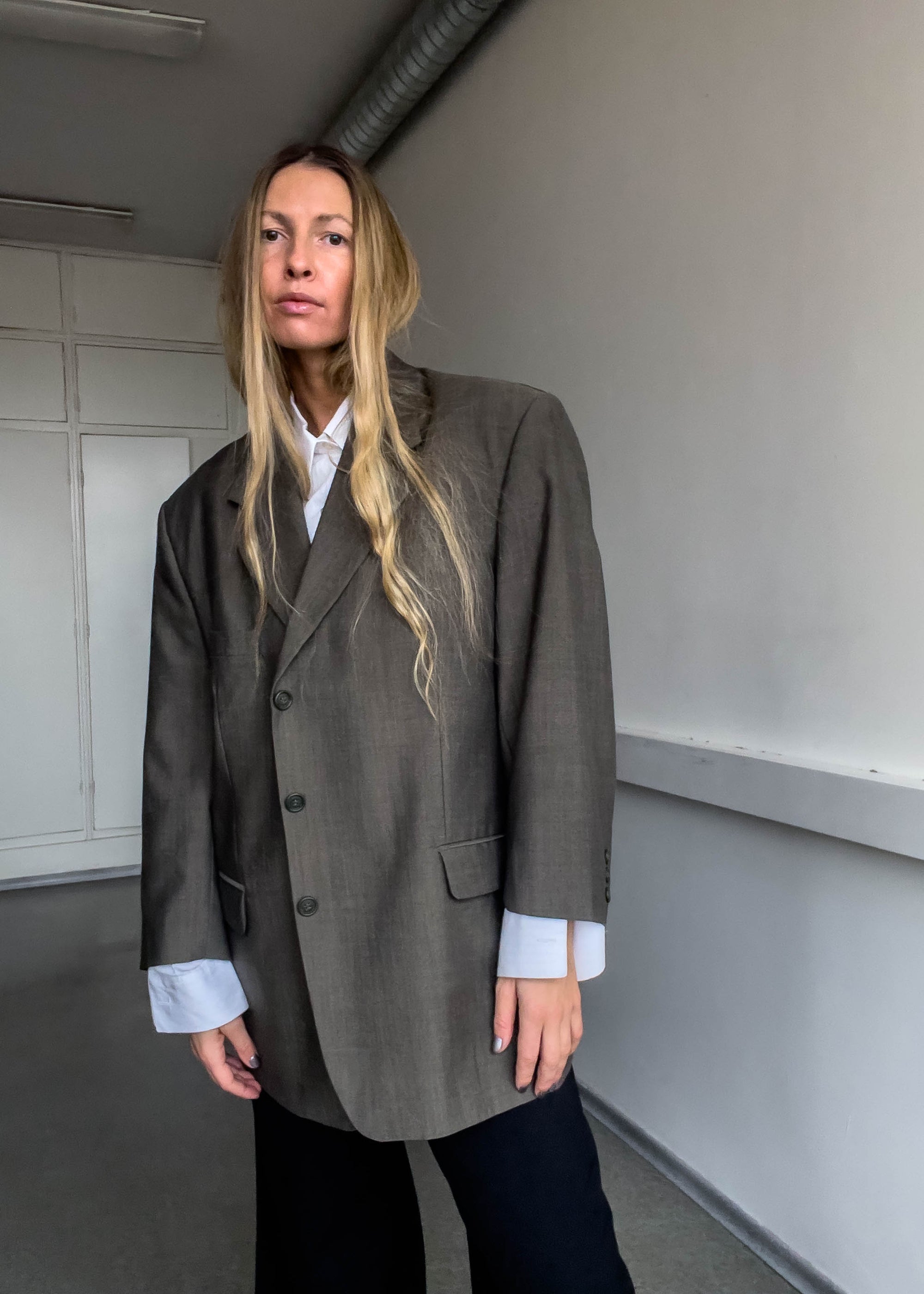 Vintage Oversized Blazer in Grey / Khaki