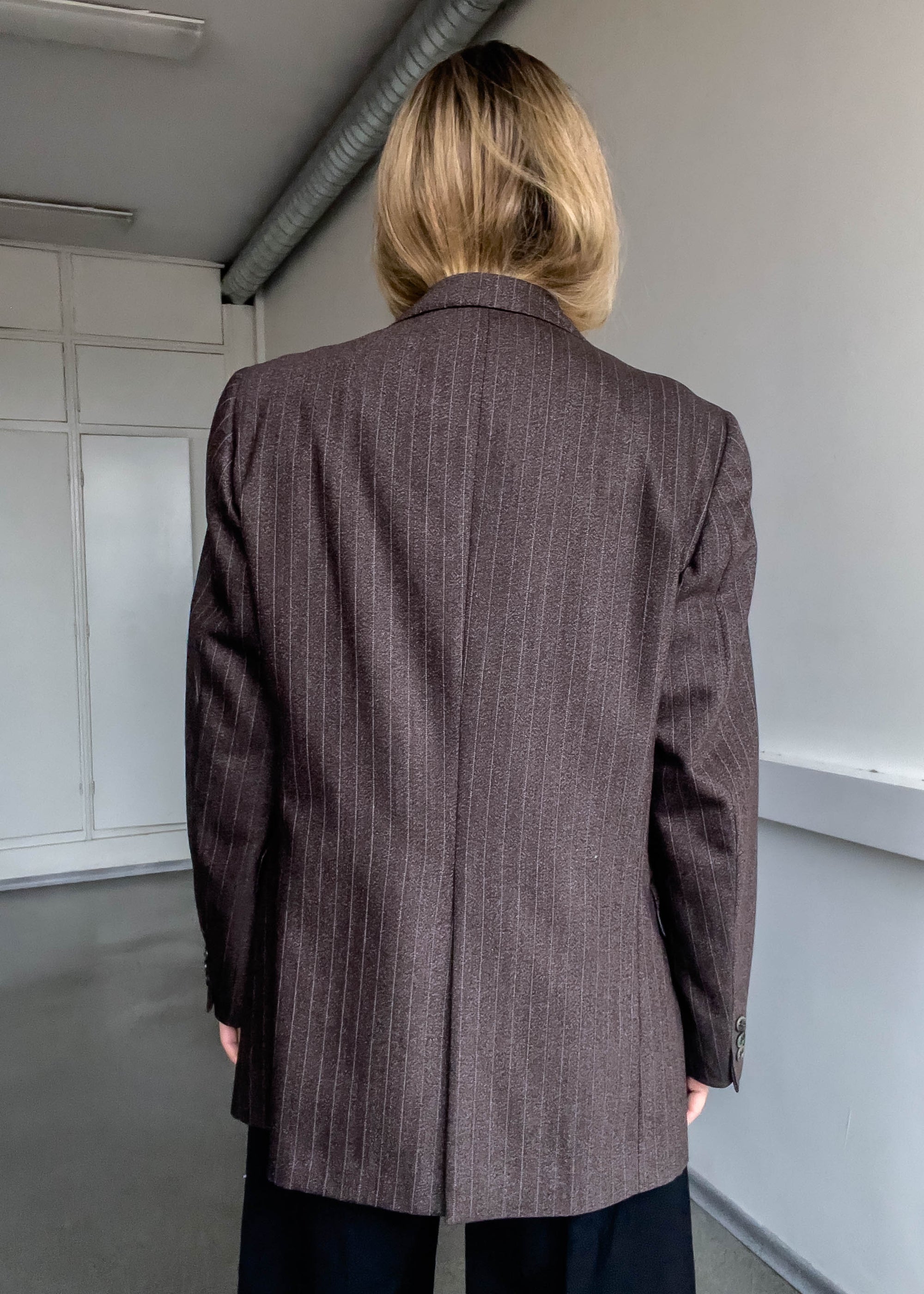 Vintage Brown Stripy Oversized Blazer