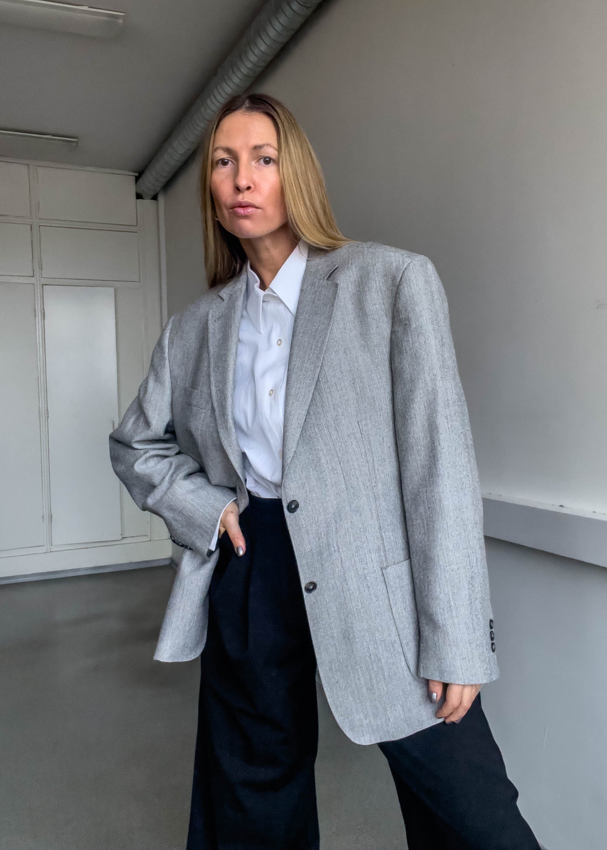 Vintage Grey Oversized Blazer