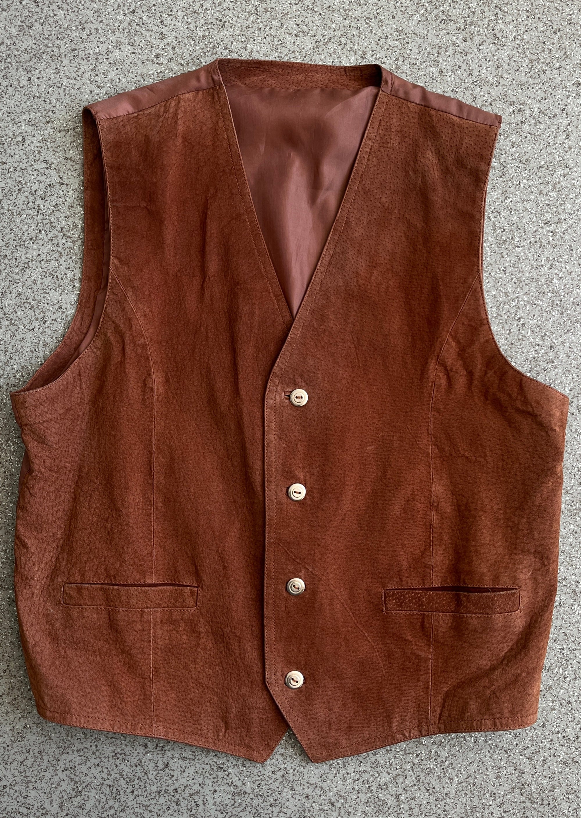 Vintage Brown Oversized Suede Vest