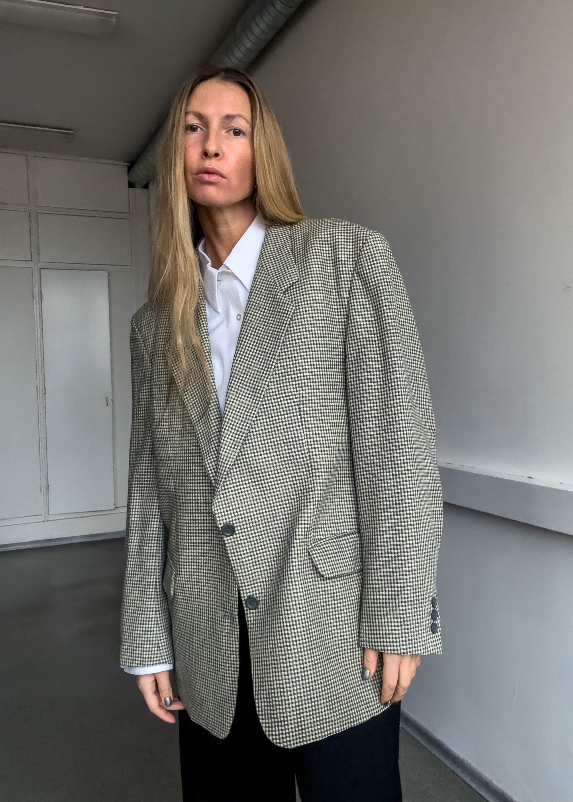 Vintage Checked Oversized Blazer