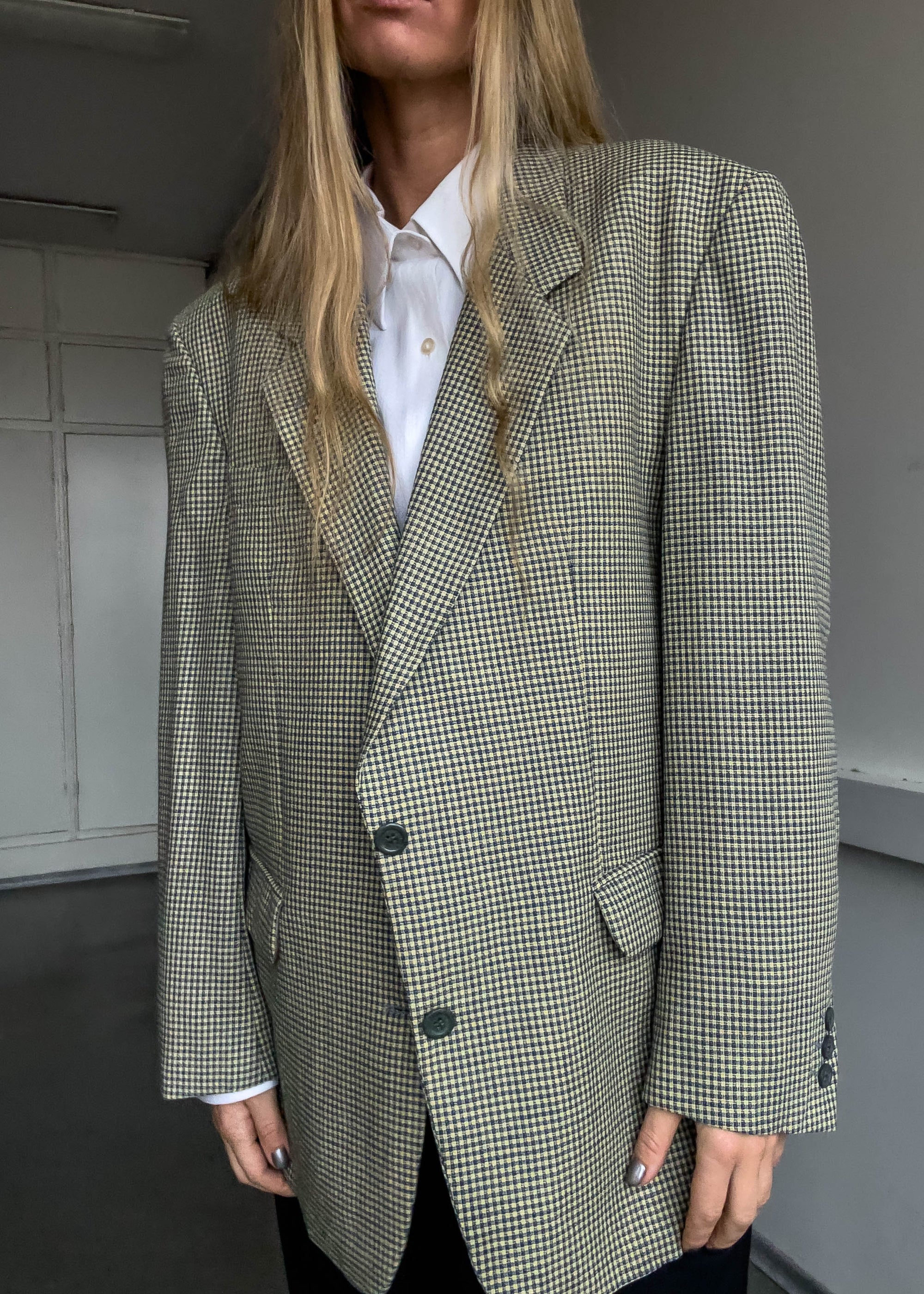 Vintage Checked Oversized Blazer