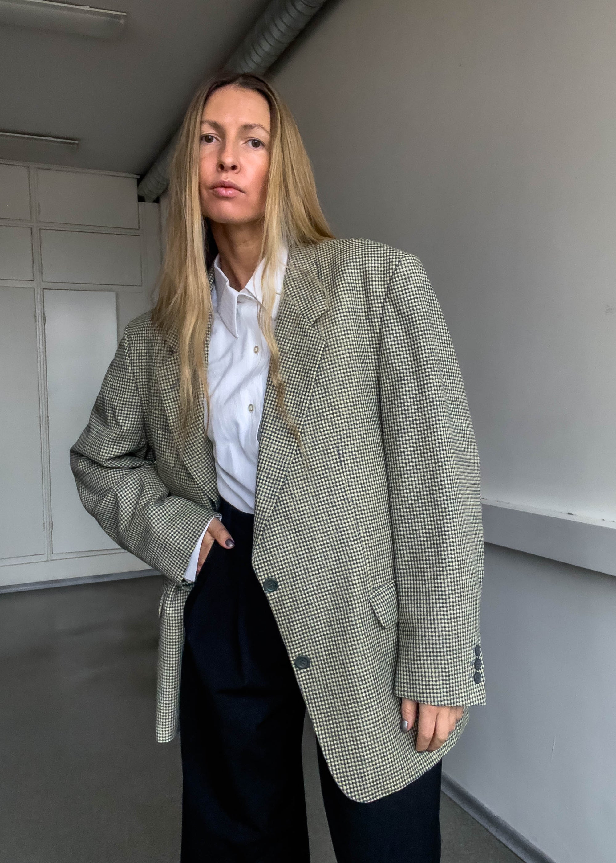 Vintage Checked Oversized Blazer