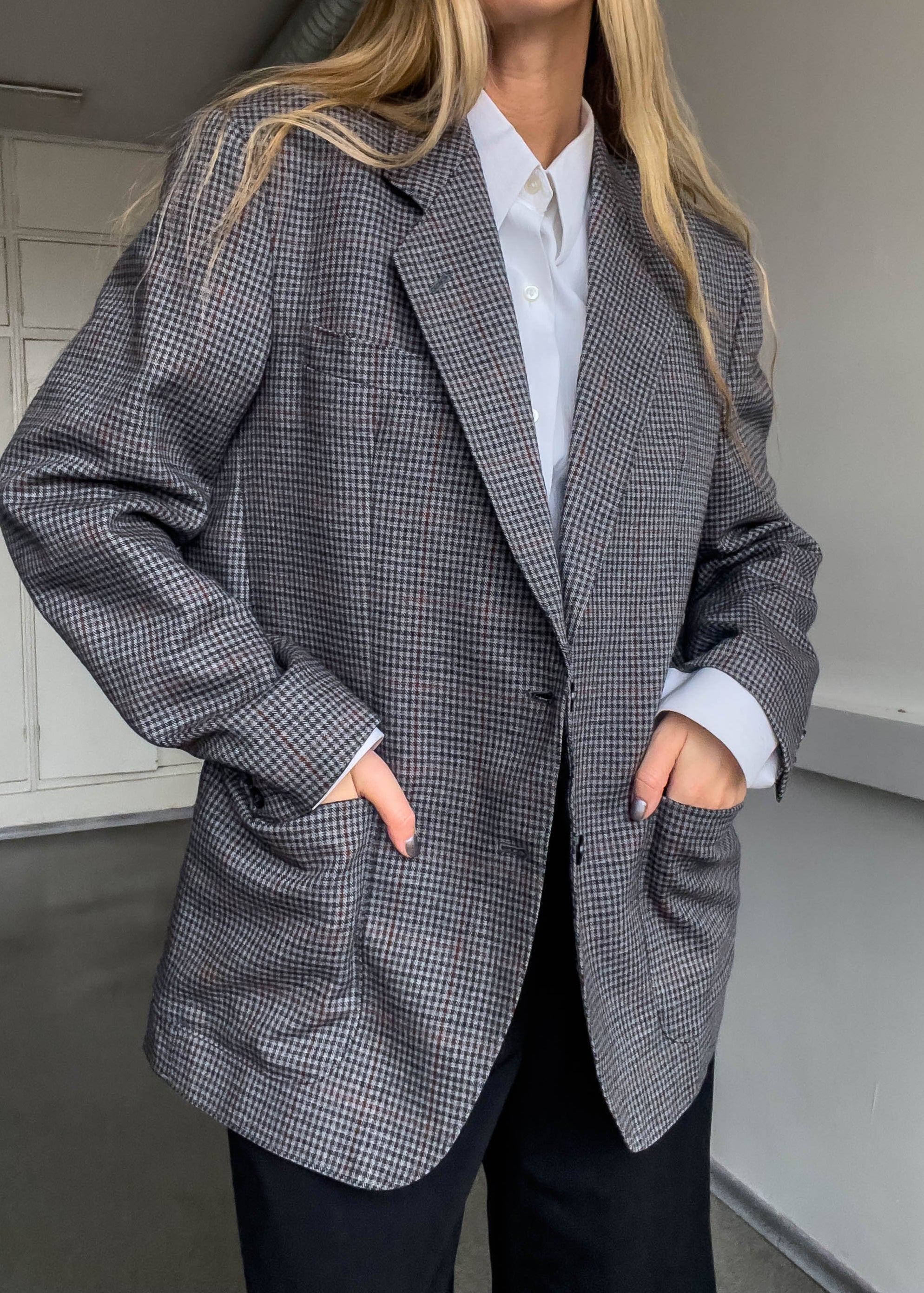 Vintage Checked Oversized Blazer