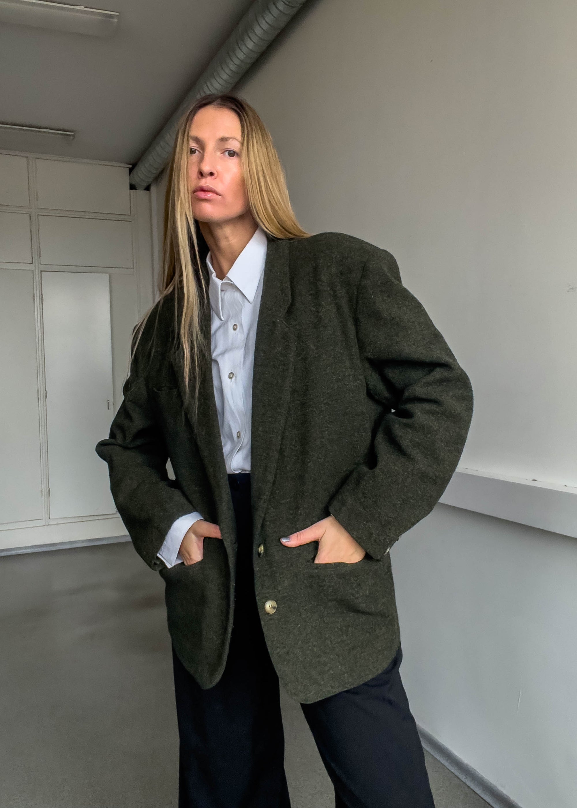 Vintage Green Oversized Blazer