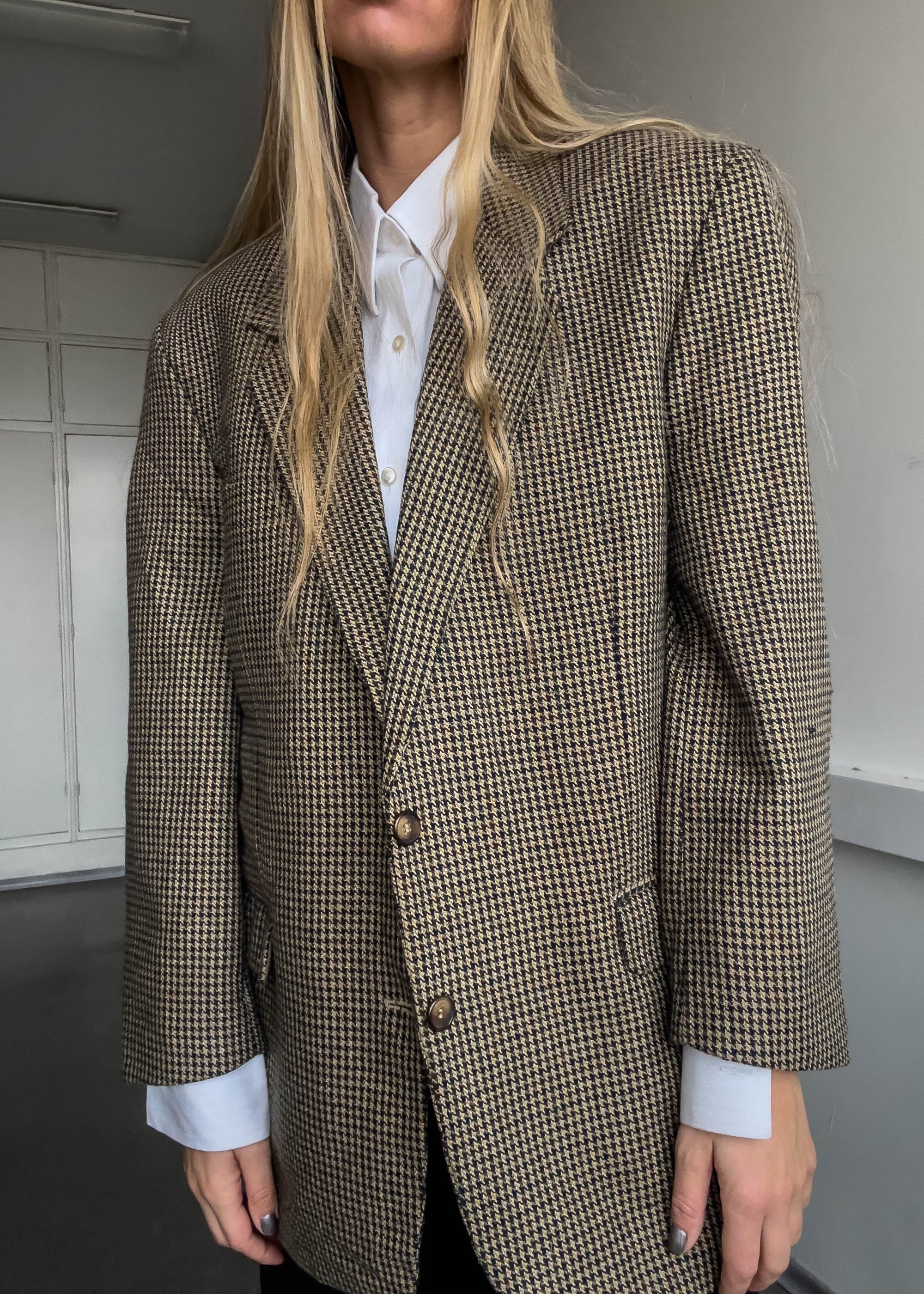 Vintage Checked Oversized Blazer