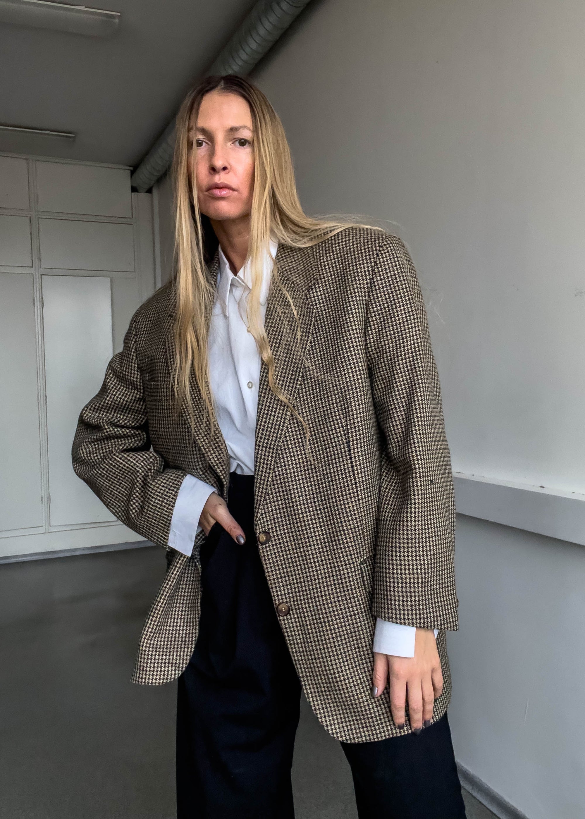 Vintage Checked Oversized Blazer