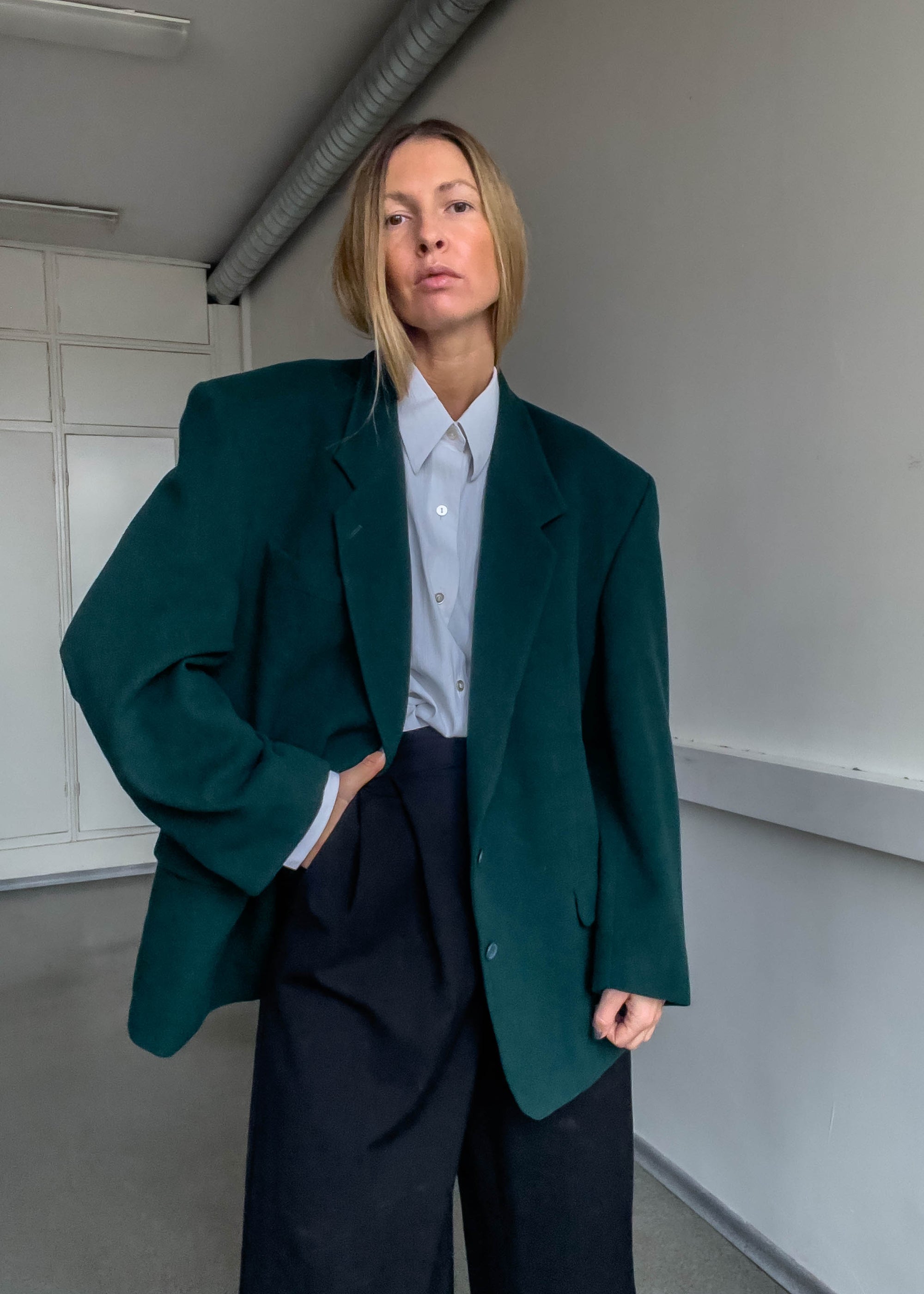 Vintage Oversized Blazer in Deep Green