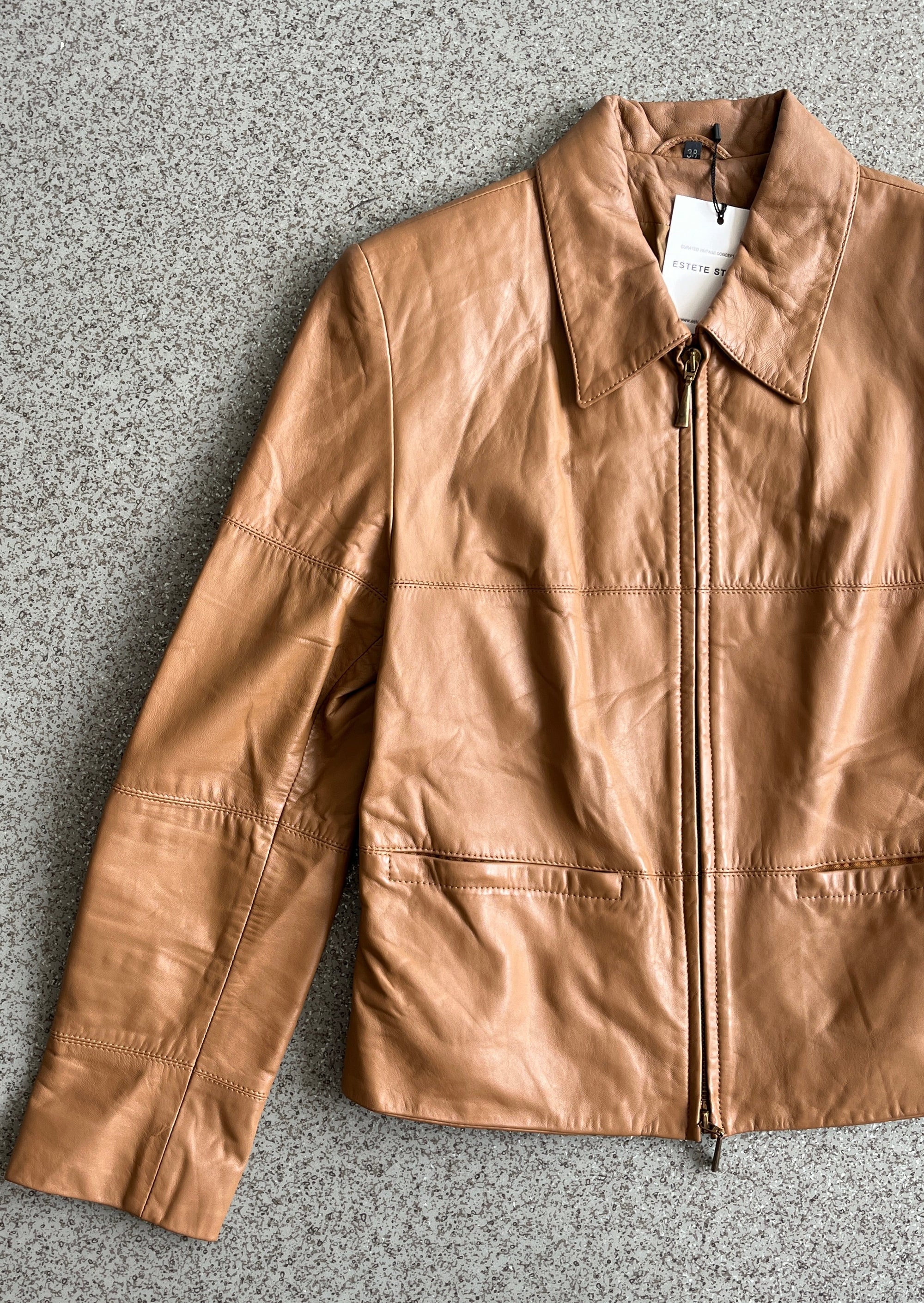 Vintage Brown Cropped Leather Jacket