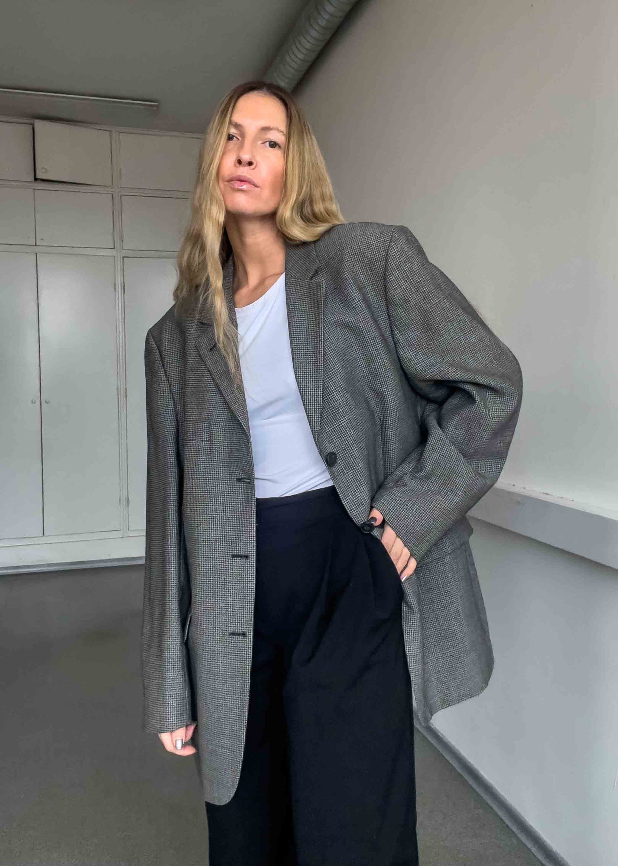 Vintage Grey Oversized Blazer