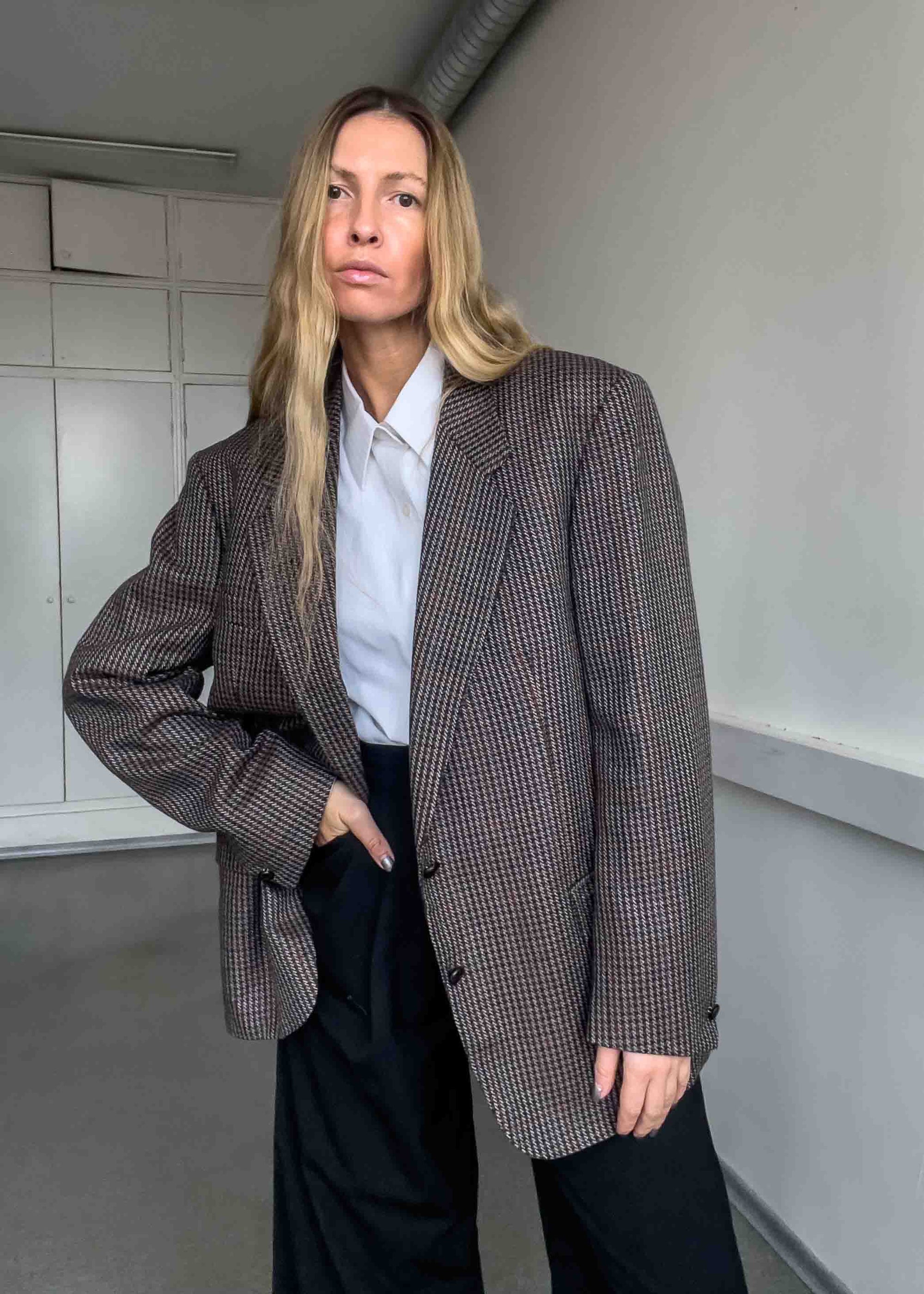 Vintage Checked Oversized Blazer