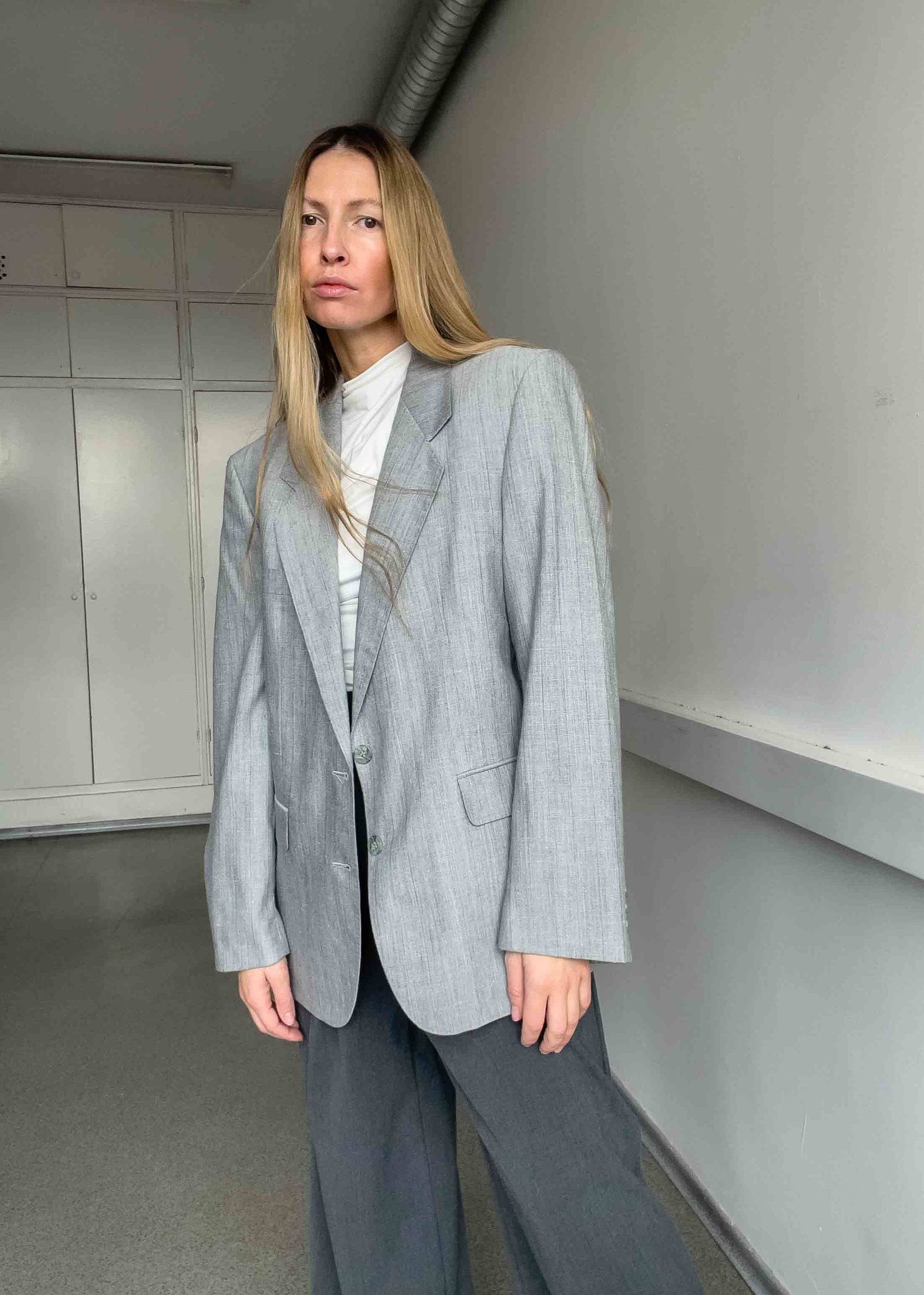 Vintage Light Grey Oversized Blazer