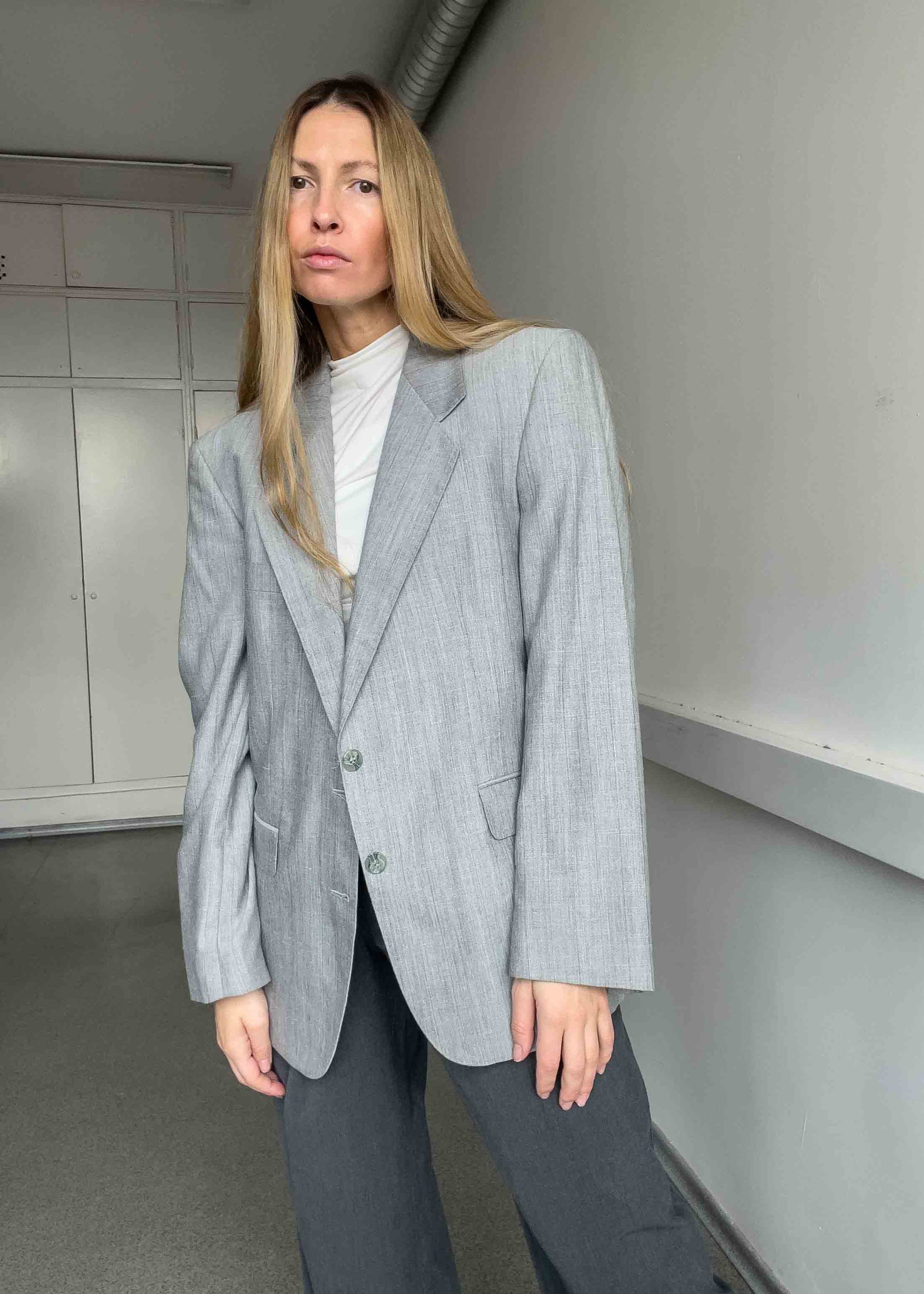 Vintage Light Grey Oversized Blazer