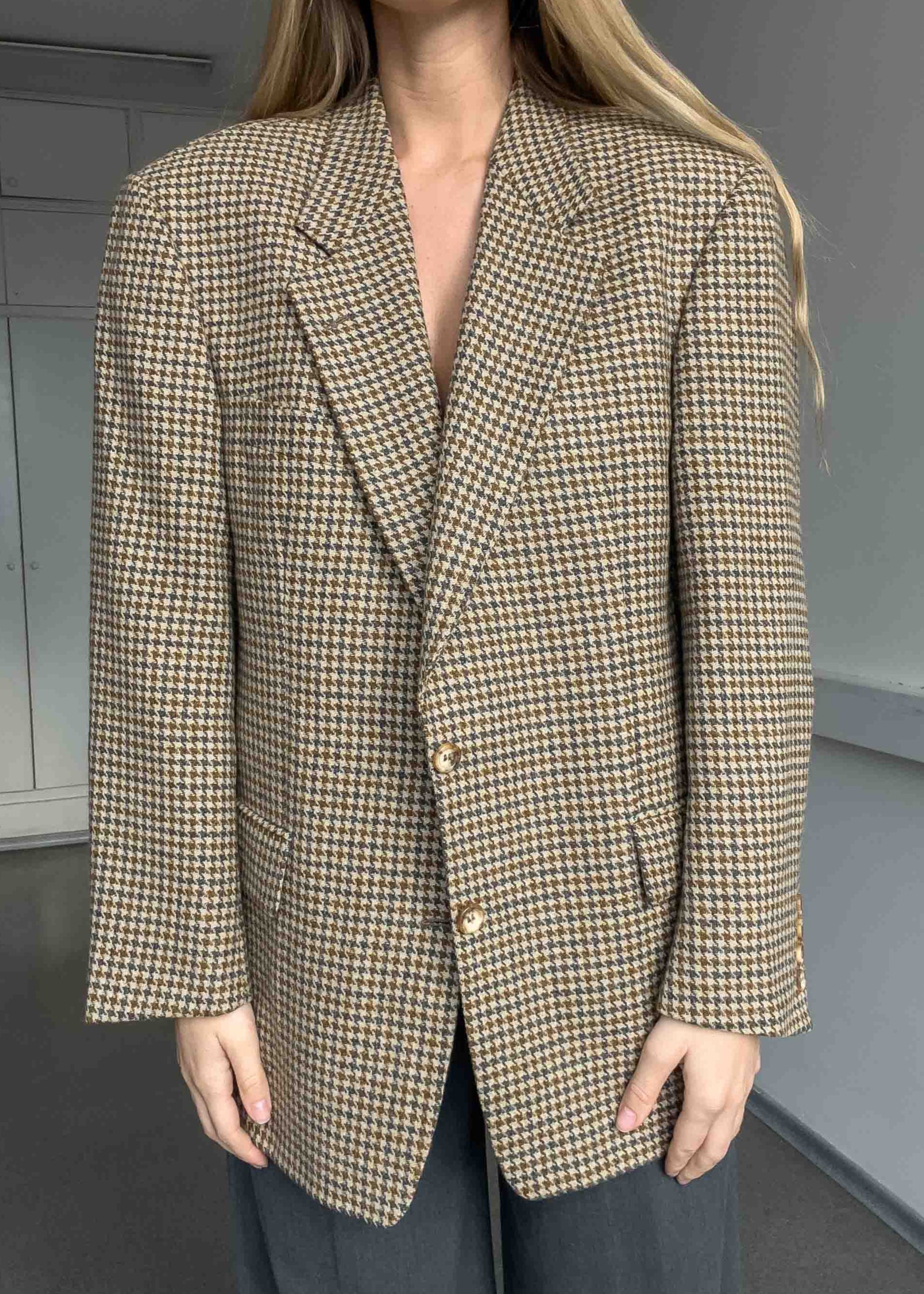 Vintage Checked Oversized Blazer