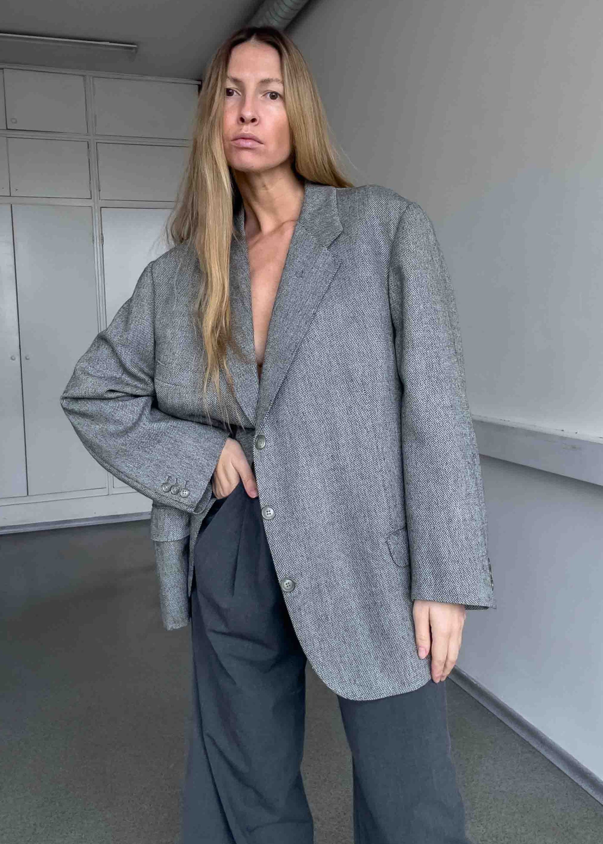 Vintage Grey Oversized Blazer