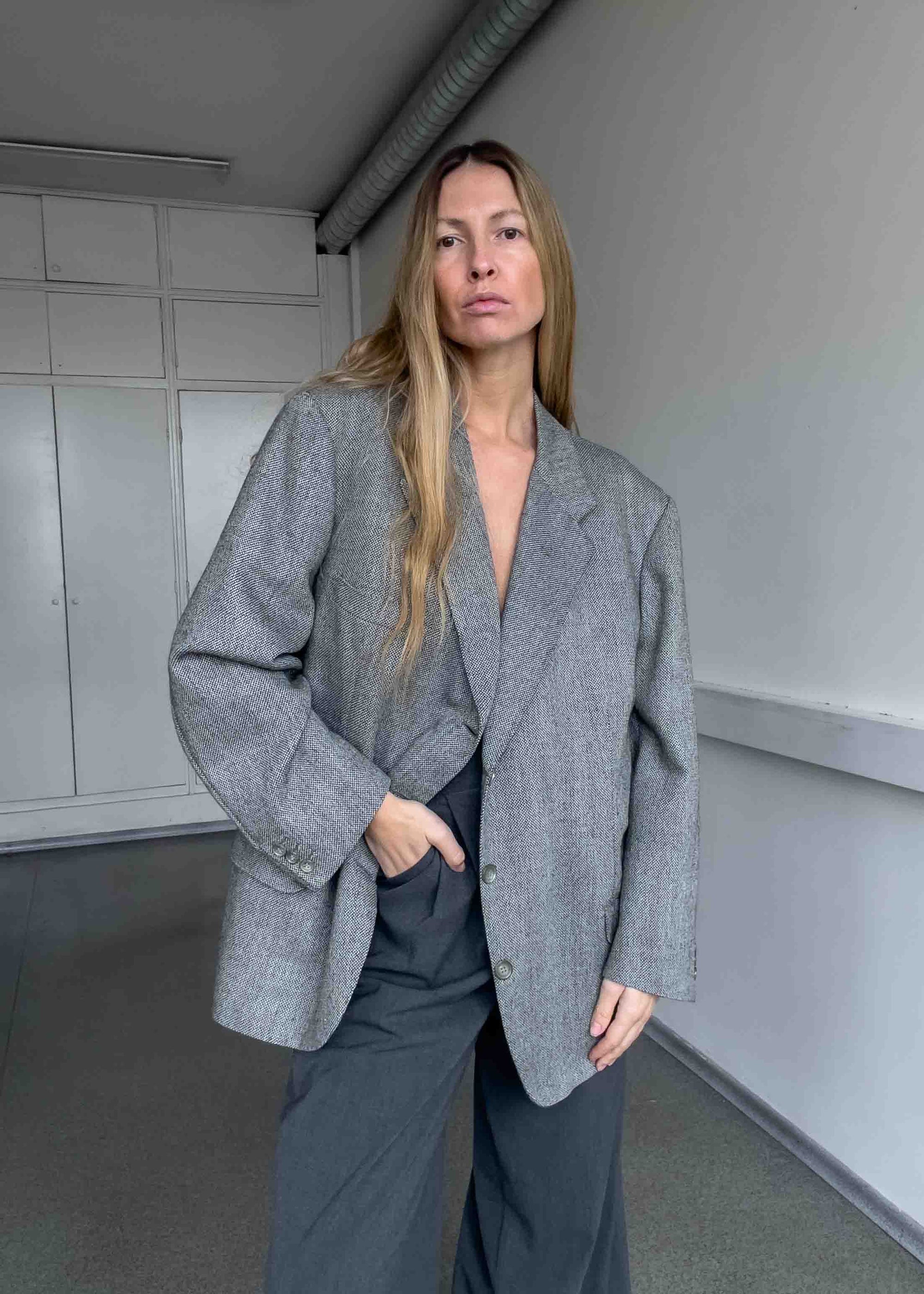 Vintage Grey Oversized Blazer