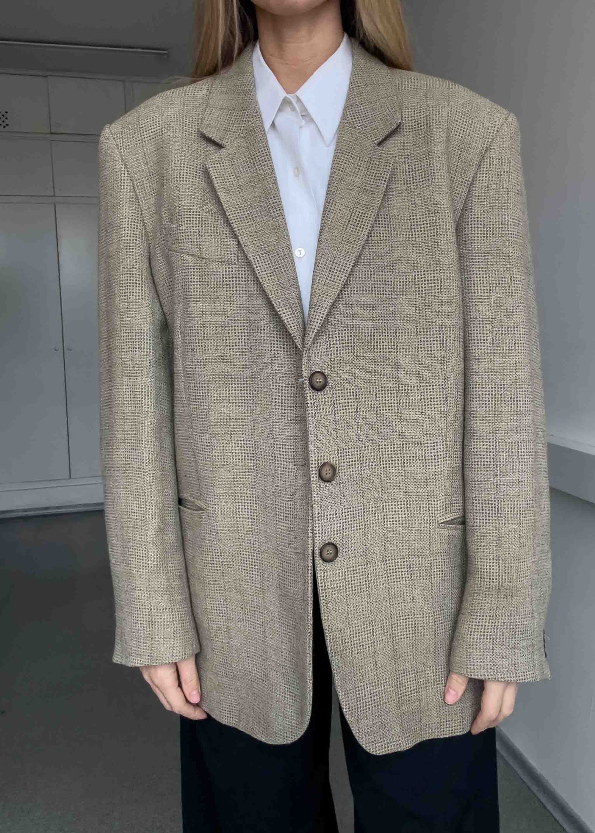 Vintage Oversized Blazer in Warm Grey Tones