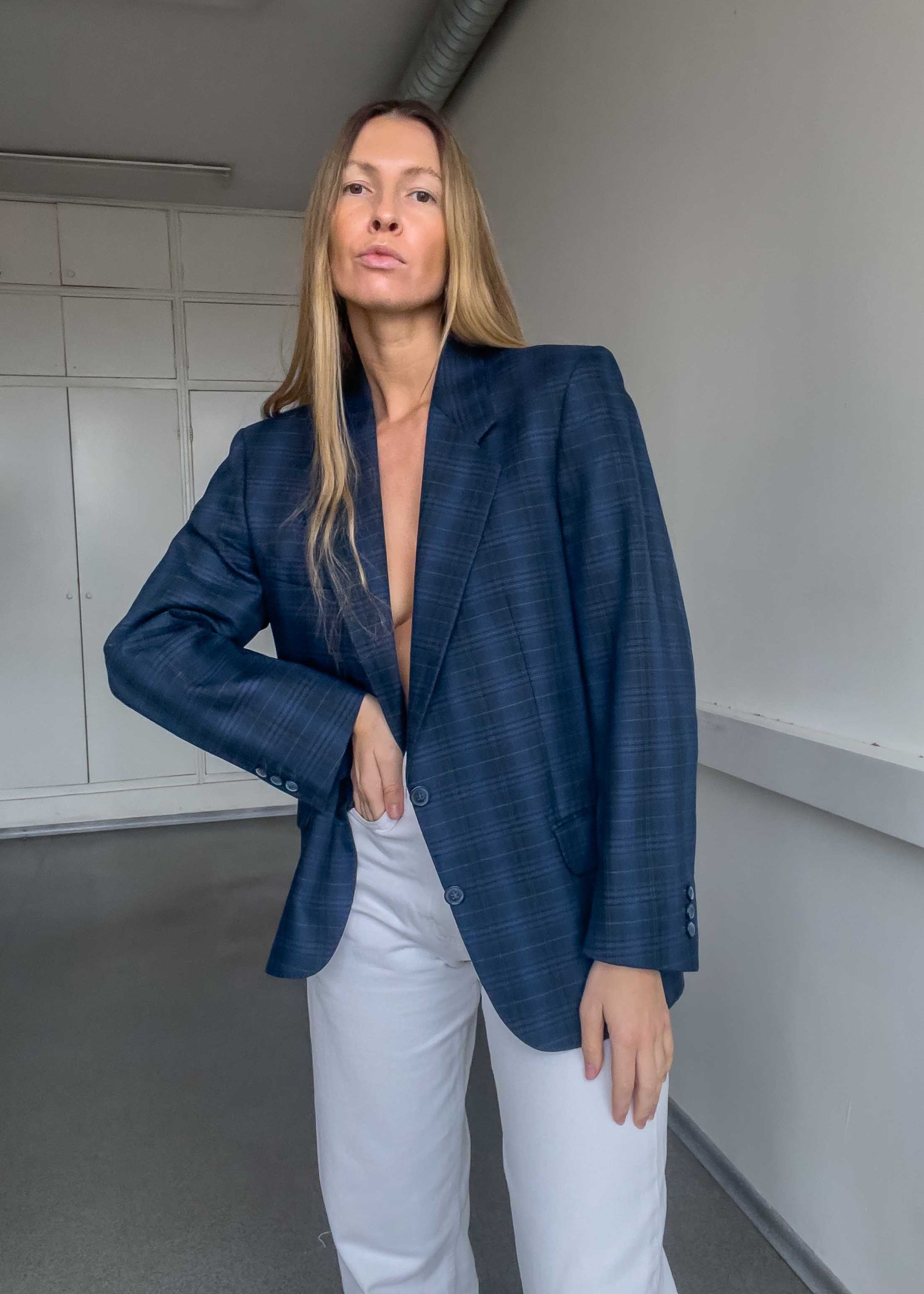 Vintage Blue Smaller Fit Oversized Blazer