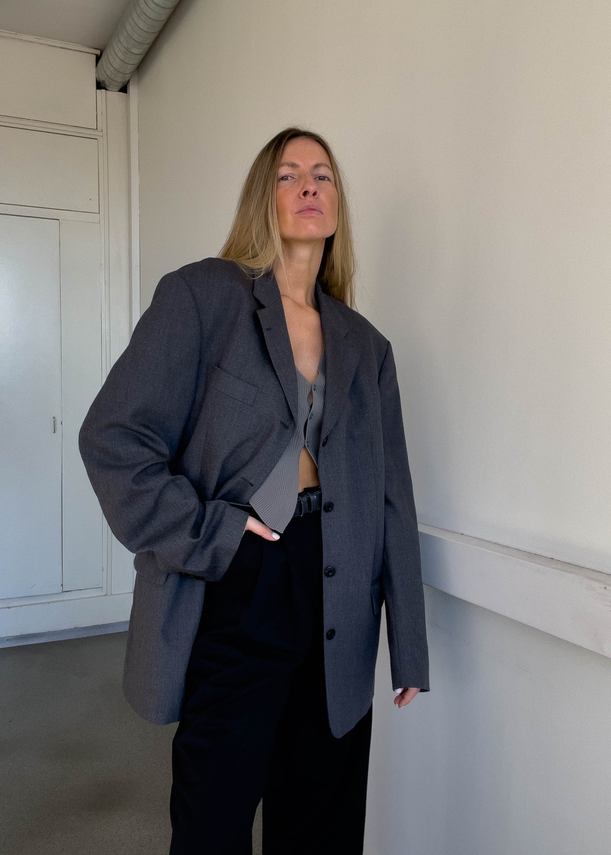 Vintage Grey Oversized Blazer