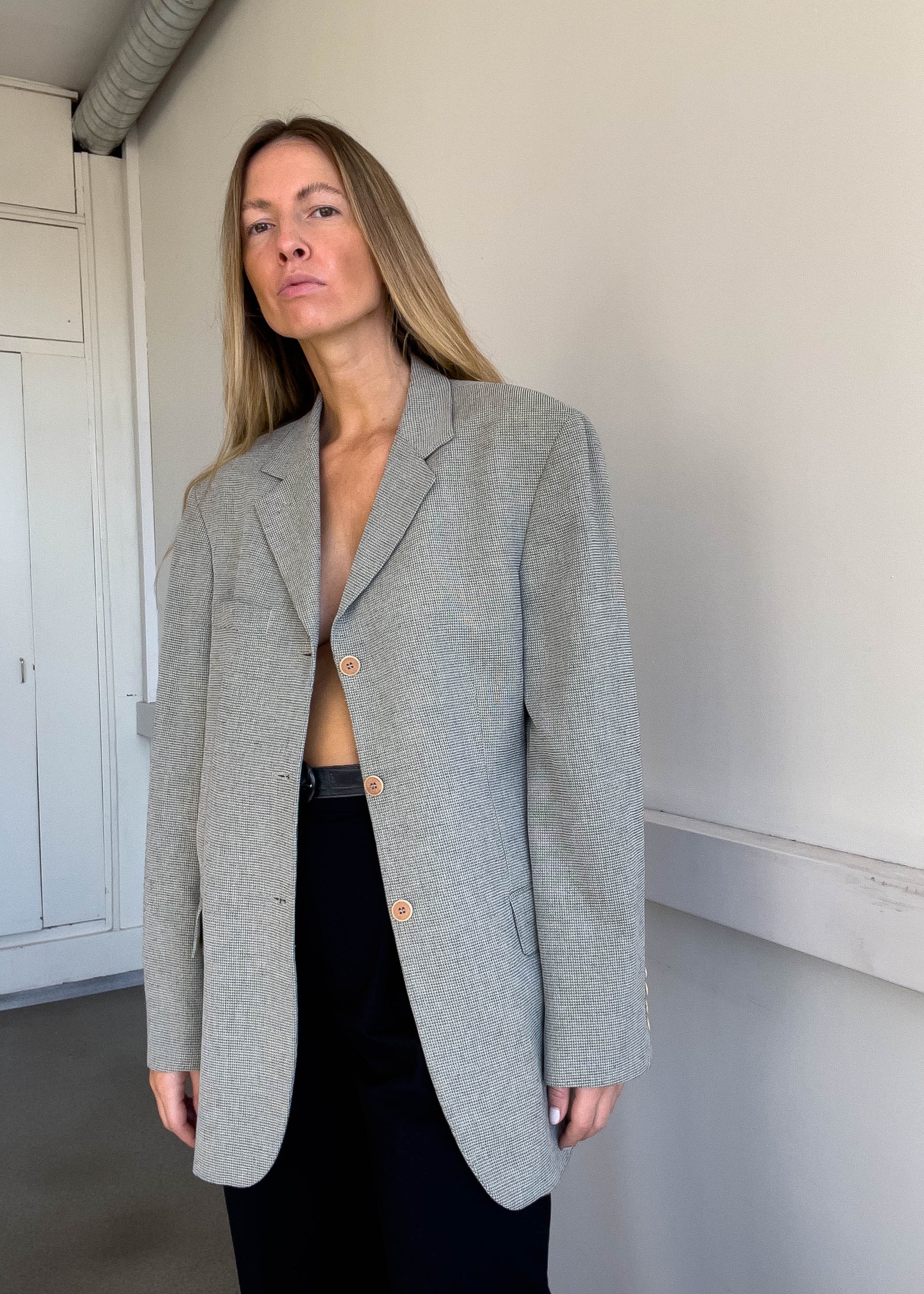 Vintage Light Grey Oversized Blazer