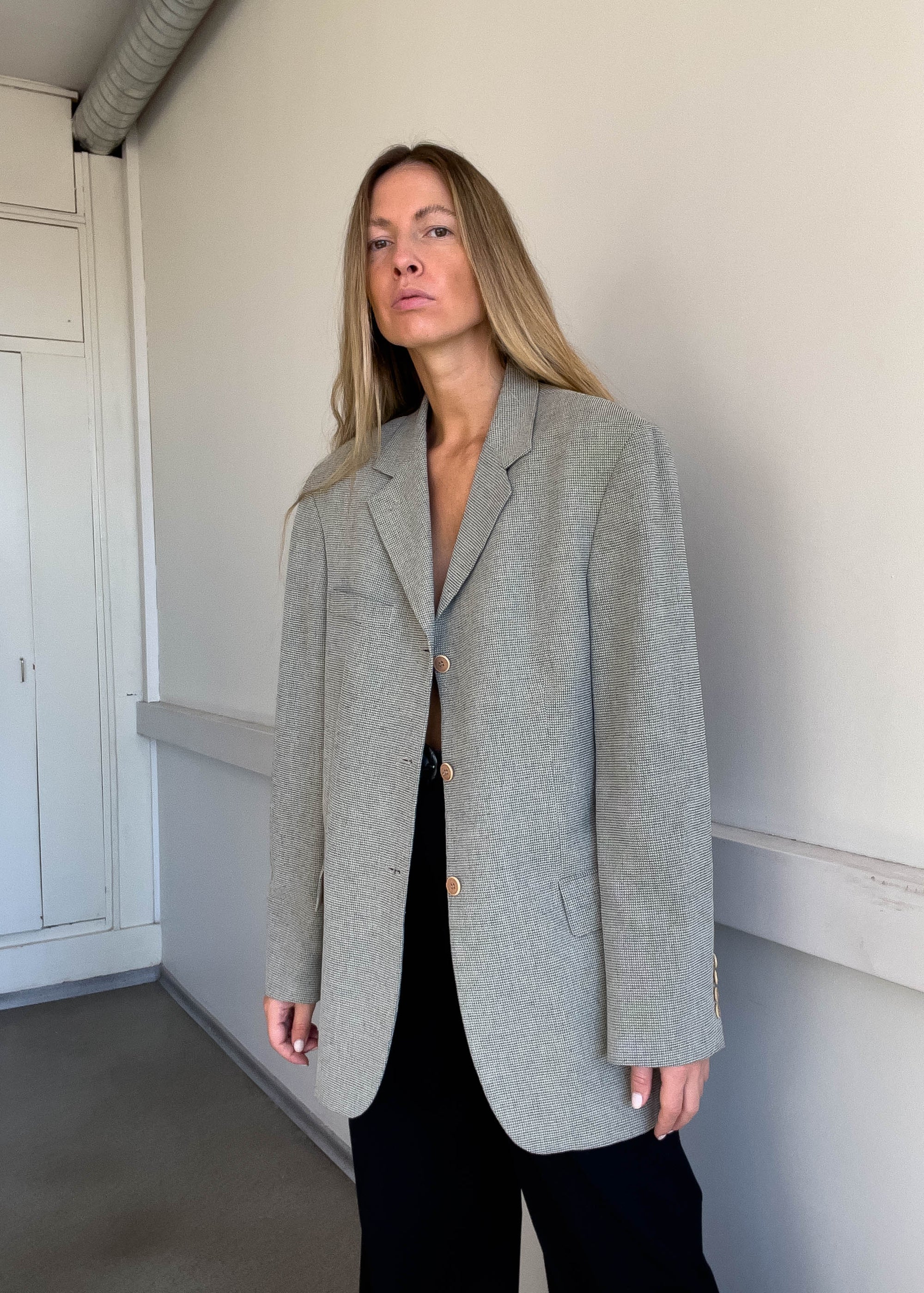 Vintage Light Grey Oversized Blazer