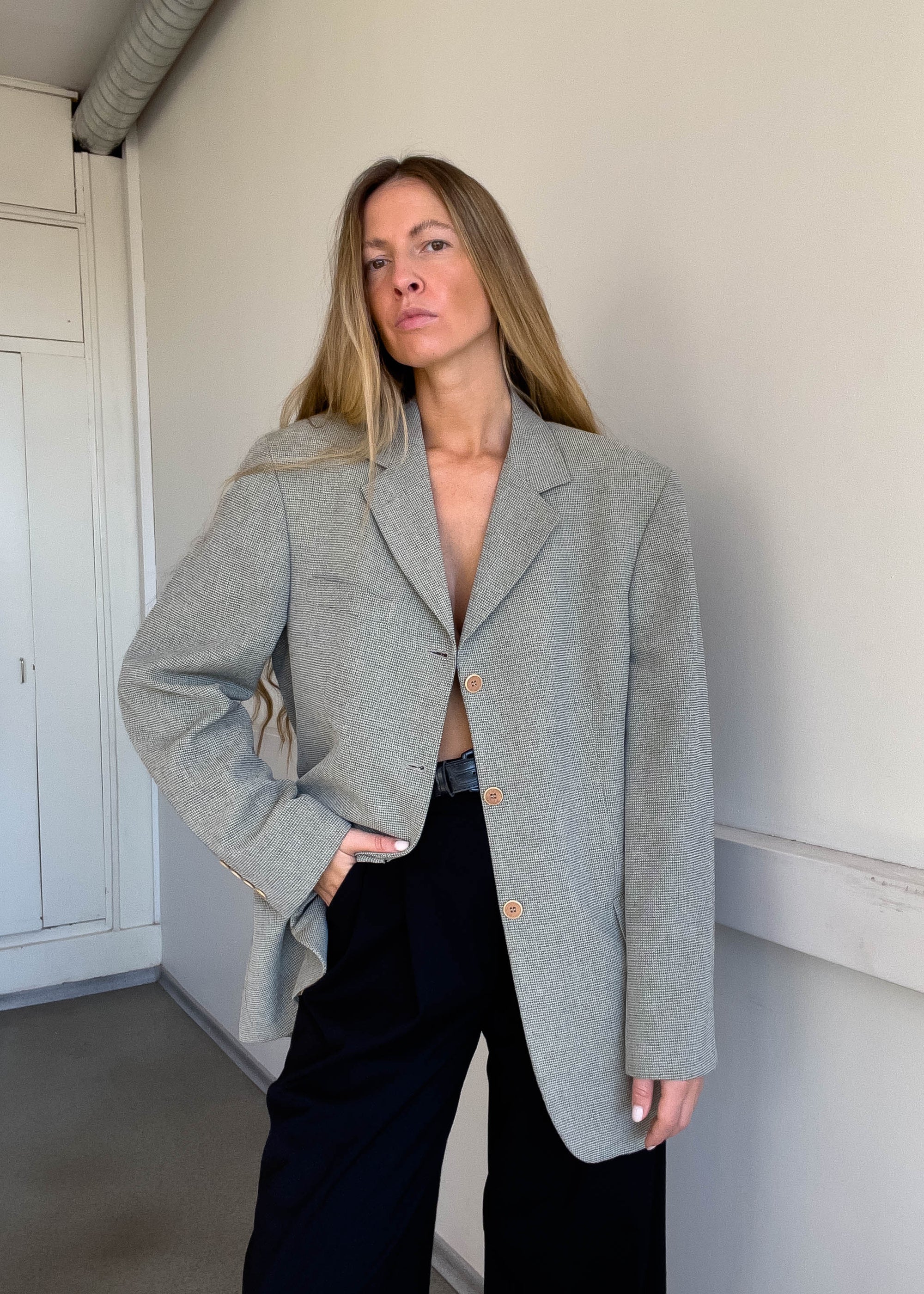 Vintage Light Grey Oversized Blazer