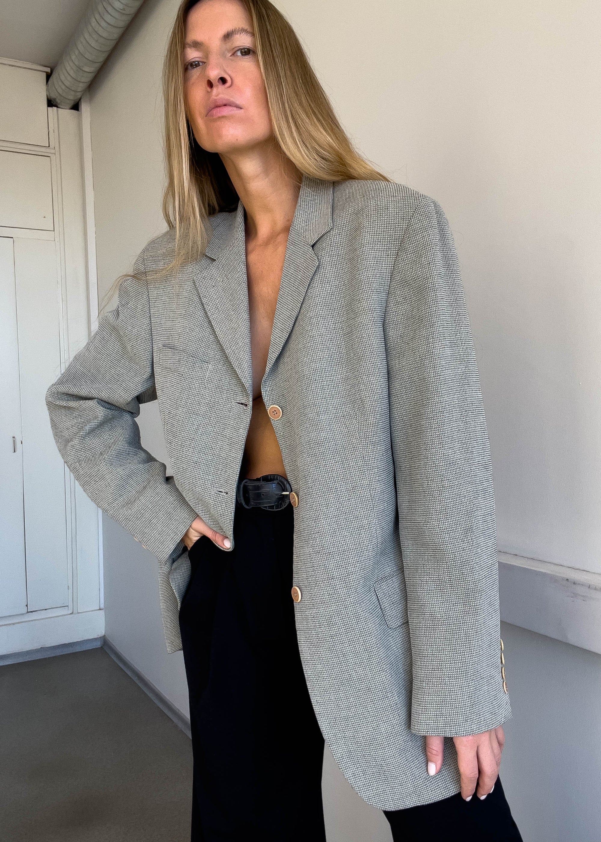 Vintage Light Grey Oversized Blazer